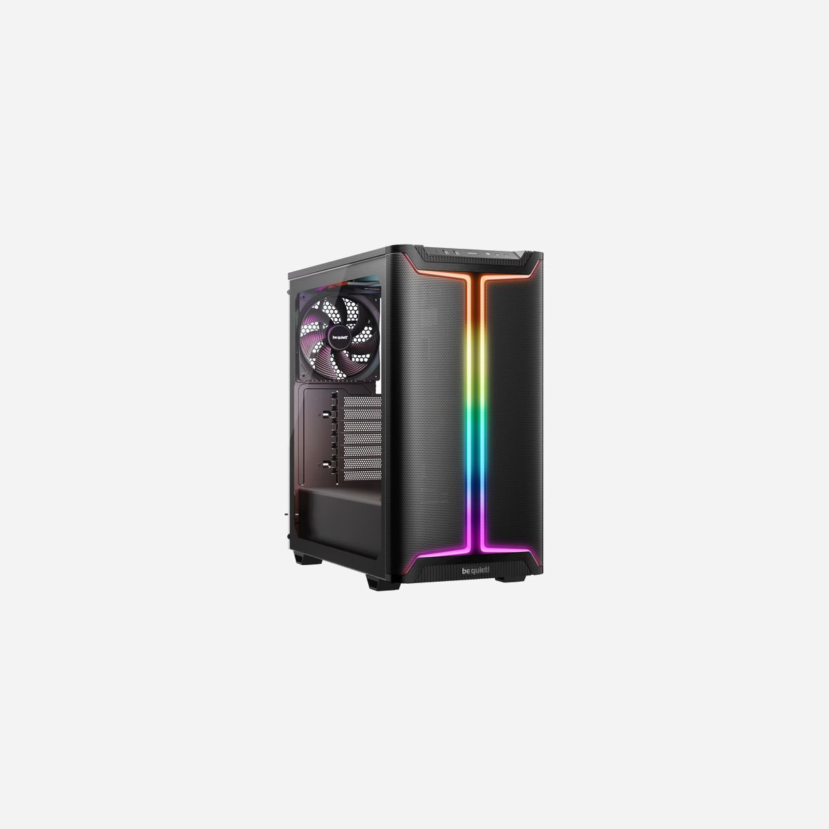 be quiet! Pure Base 501 Noir - Boîtier PC Midi Tower ATX/Micro ATX/Mini-ATX, Acier/ABS/Verre, 3x 140mm PWM, ARGB, USB 3.2 Gen 2, sans alimentation - <b>Éclairage et flux d’air impressionnants</b><br>Le Pure Base 501 DX Black est un boîtier ATX be quiet! aux dimensions compactes adapté à tout type d’applications et bénéficiant d’un excellent système de circulation de l’air. Élevez votre configuration au niveau supérieur grâce à l’éclairage ARGB. Et c’est parti pour le show !