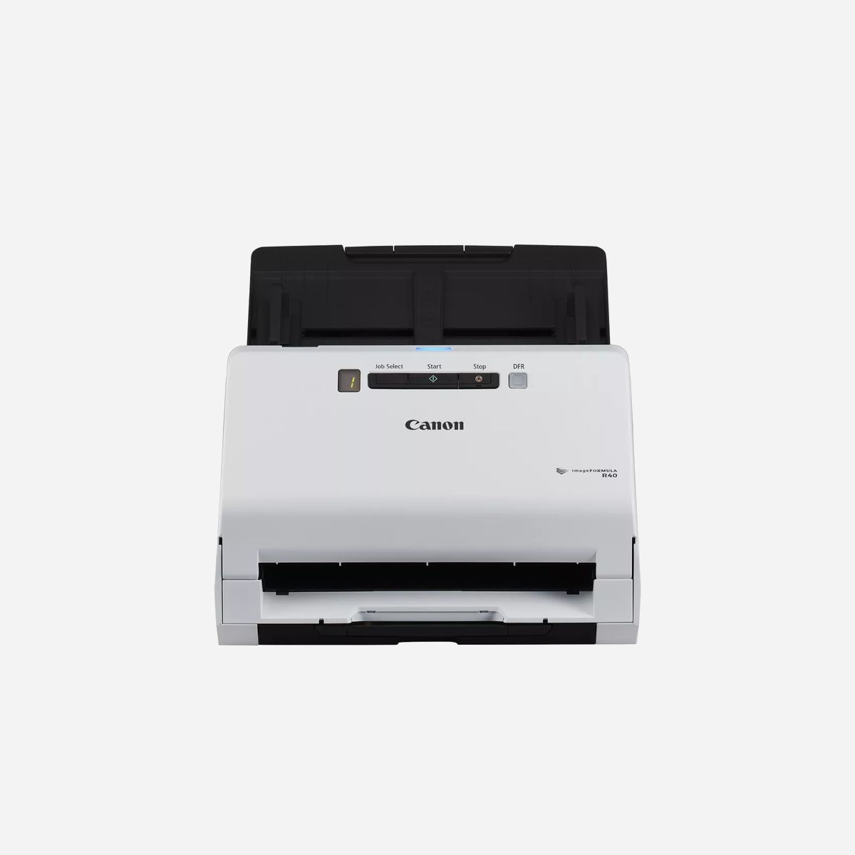 Canon imageFORMULA R40 Scanner ADF A4 600 DPI, 40 ppm N&B / 30 ppm Couleur, CIS CMOS, 60 feuilles, USB 2.0, Windows/macOS - Canon imageFORMULA R40. Surface maximal de numérisation: 216 x 356 mm, Résolution de numérisation optique: 600 x 600 DPI, Profondeur d'affichage de sortie de couleur: 24 bit. Type de scanner: Chargeur automatique de documents + Scanner à feuille, Couleur du produit: Noir, Blanc, Écran: LED. Type de capteur: CMOS CIS, Cycle de fonctionnement par jour (max): 4000 pages, Source lumineuse: LED RGB. Capacité du chargeur automatique de documents: 60 feuilles. Taille de papier de série A ISO maximum: A4, Épaisseur de supports (min): 0,04 mm, Épaisseur de la carte (max): 1,4 mm