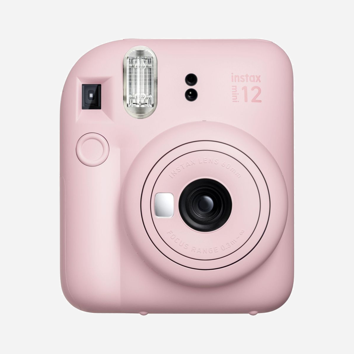 Fujifilm Instax Mini 12 Rose - Appareil Photo Instantané 86x54mm, Focale 60mm (equiv. 35mm), Flash 0.3-2.2m, ISO 5-14.5, Alimentation 2xAA - Fujifilm Instax Mini 12. Format de l'image: 86 x 54 mm, Couleur du produit: Rose, Maximum longueur focale (35mm equiv): 60 mm. Portée du flash: 0,3 - 2,2 m, Temps de recharge du flash: 7 s. Vitesse maximale d'obturation de la caméra: 1/2 s, Vitesse minimale d'obturation de la caméra: 0,004 s, Type obturateur de la caméra: Électronique. Agrandissement: 0,37x. Taille de batterie cylindrique: AA, Tension des piles: 1,5 V, Battery life (photos): 100 pièce(s)
