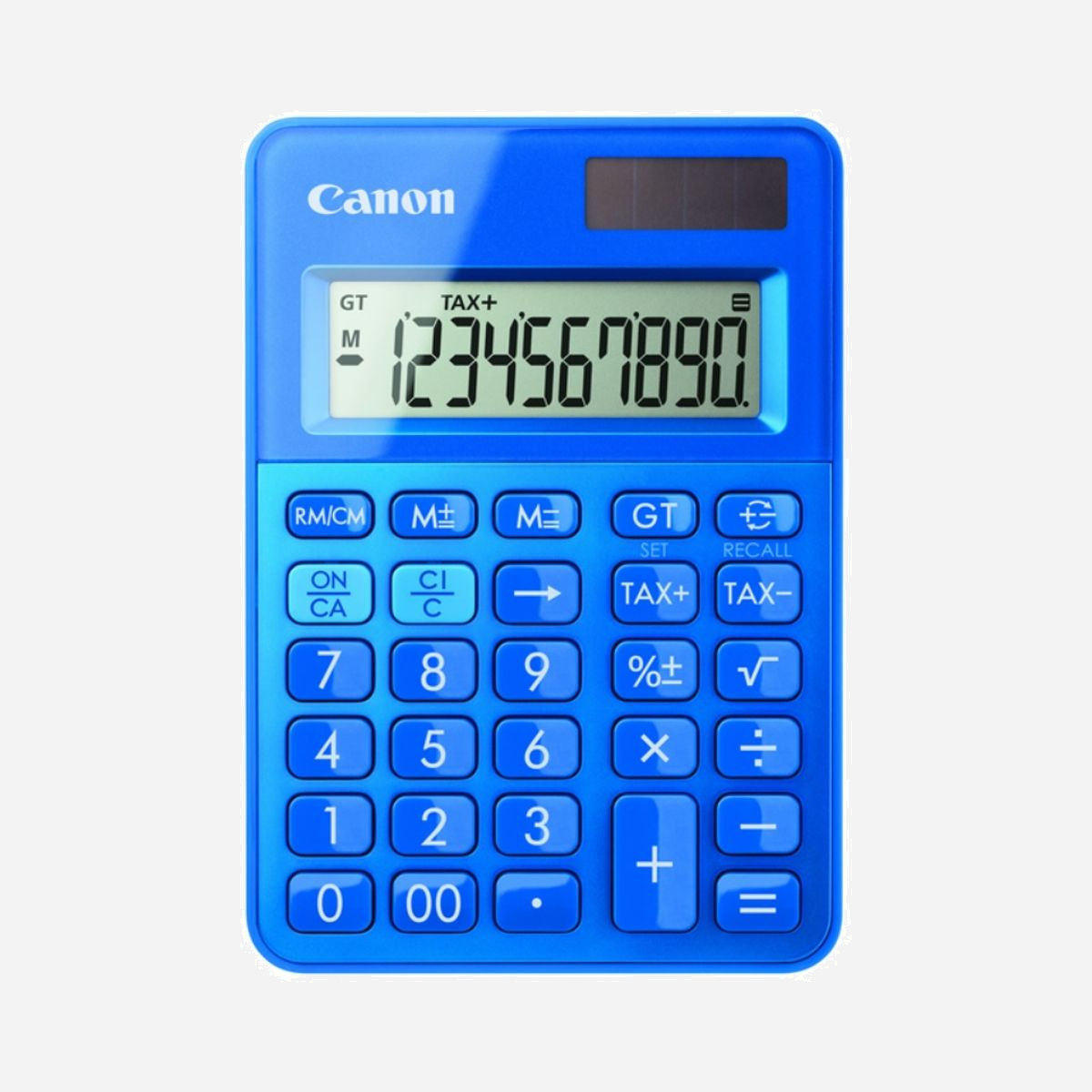 Canon LS-100K Calculatrice de Bureau 10 Chiffres Bleu - Alimentation Solaire/Pile LR44, Écran LCD 59x18mm, Dimensions 83x118.5x22mm, 90g - Canon LS-100K. Format: Bureau, Type: Calculatrice basique. Chiffres: 10 chiffres, Nombre de ligne affichées: 1 lignes. Calcul des impots. Source d'alimentation: Batterie/Solaire. Couleur du produit: Bleu
