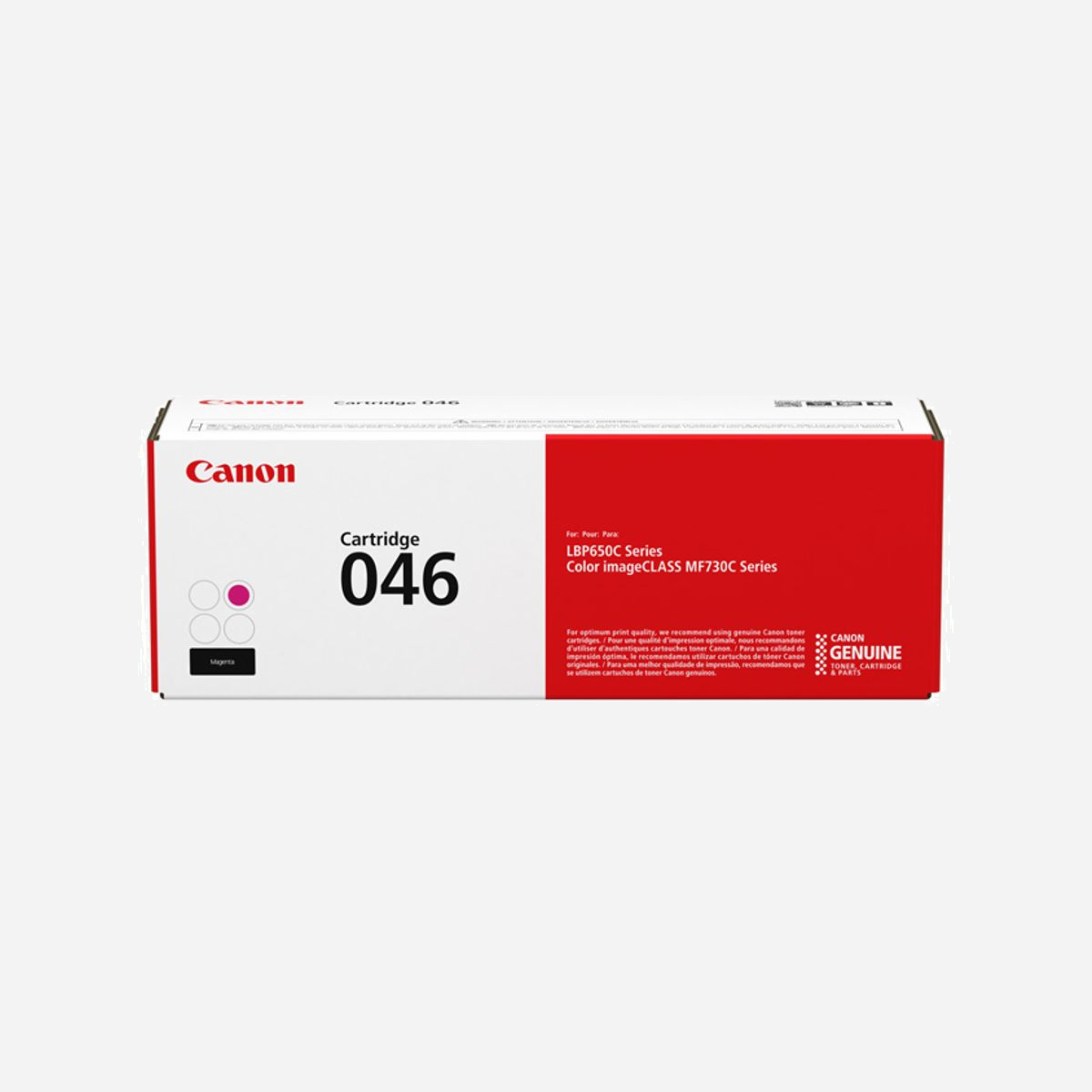 Canon 046 Cartouche Toner Magenta Original (1248C002) - 2300 pages - LBP650C - Impression Laser - Canon 046. Rendement par page de toner de couleur: 2300 pages, Couleurs d'impression: Magenta, Quantité: 1 pièce(s)