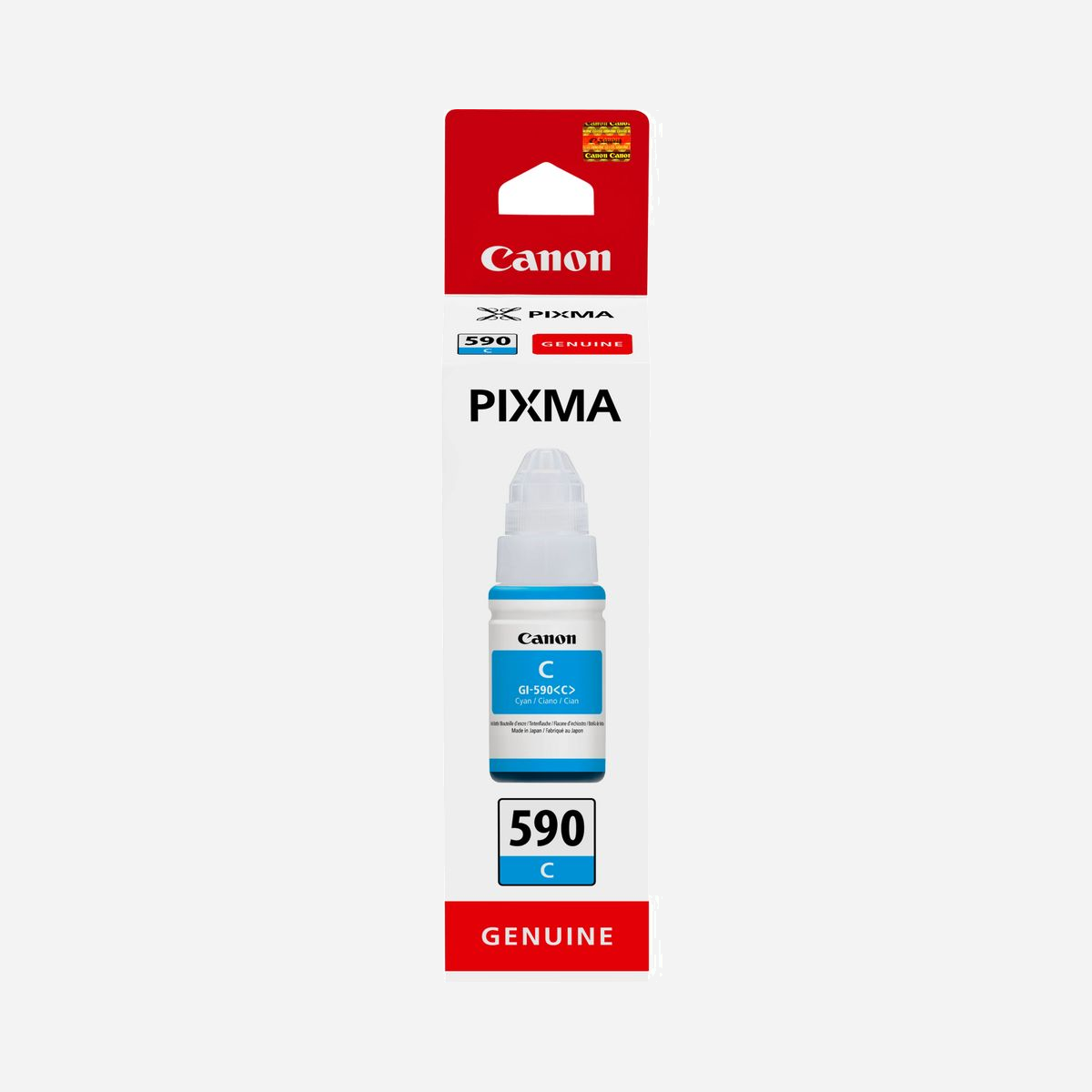 Canon Bouteille d'encre cyan GI-590 70 ml, encre à base de colorants pour imprimante Canon PIXMA série G, référence 1604C001, fabriqué au Japon. - Profitez d'impressions aux couleurs éclatantes grâce à la recharge d'encre cyan haut rendement de 70 ml pour votre imprimante Canon de la série PIXMA G. Associée à l'encre magenta de 70 ml et l'encre jaune de 70 ml (vendues séparément), cette recharge d'encre à base de colorants Canon d'origine est particulièrement rentable et parfaite pour les gros volumes d'impression.