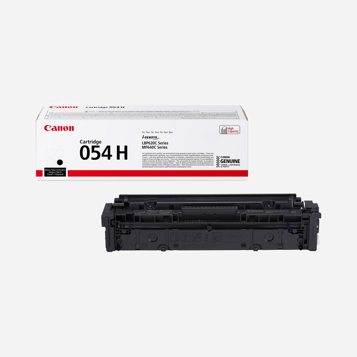 Canon 054 H Cartouche Toner Noir Haut Rendement 3100 pages - i-SENSYS MF642Cdw - Technologie Laser - Référence 3028C002 - Cette cartouche de toner noir 054 H est conçue pour maximiser le potentiel et la qualité d'impression des imprimantes laser i-SENSYS compatibles. Elle offre un haut rendement de 3100 pages et est donc idéale pour les bureaux à forte activité ayant des cadences soutenues, puisque sa capacité est plus de deux fois supérieure à celle d'une cartouche 054 standard. Tout-en-un et facile à mettre en place, cette cartouche peut en outre être remplacée par n'importe qui. Enfin, elle est parfaitement conforme aux directives RoHS et son emballage est entièrement recyclable.