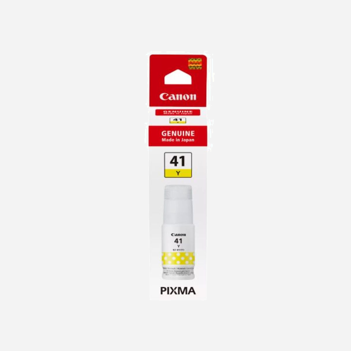 Canon GI-41Y Originale - Encre Jaune 70ml, Rendement 7700 pages, Compatibilité PIXMA G2460, G3420, G3460, G1420, G2420 - Référence 4545C001 - Canon GI-41Y. Couleurs d'impression: Jaune, Compatibilité de marque: Canon, Compatibilité: PIXMA G2460, PIXMA G3420, PIXMA G3460, PIXMA G1420, PIXMA G2420. Quantité: 1 pièce(s)