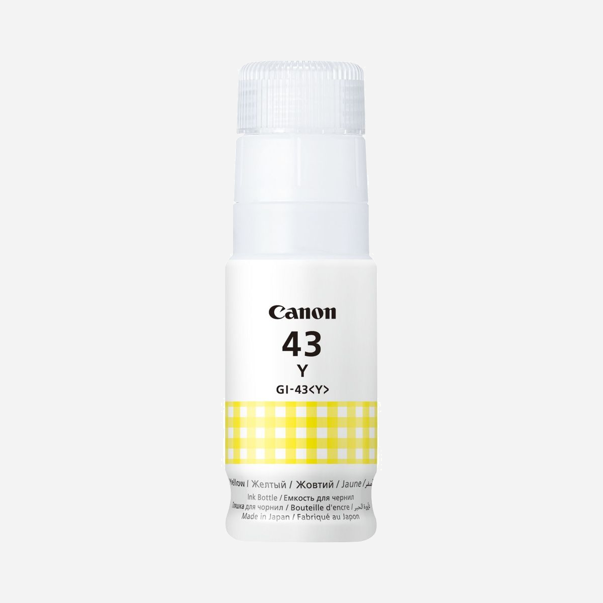 Canon GI-43Y Originale - Encre Jaune 60ml Jet d'encre - Compatibilité Canon PIXMA G640/G540 - Réf: 4689C001 - Fabriqué au Japon - Canon GI-43Y. Couleurs d'impression: Jaune, Compatibilité de marque: Canon, Compatibilité: PIXMA G640 PIXMA G540. Quantité: 1 pièce(s)