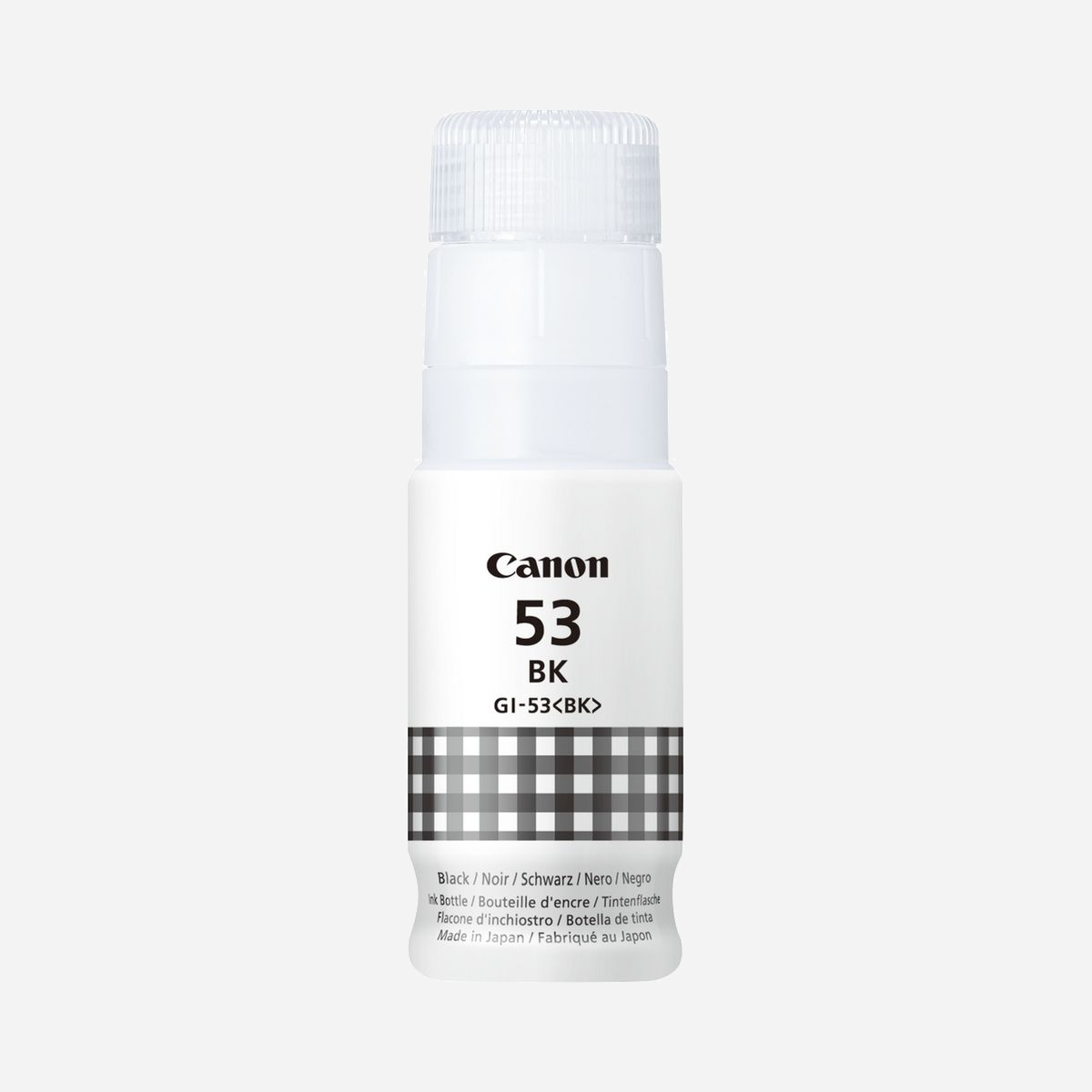 Canon Bouteille d'encre noire GI-53BK 60ml Dye-Based pour PIXMA G650/G550 Jet d'encre Originale (4699C001) – Fabriqué au Japon - Imprimez d'importants volumes de photos à un faible coût global, avec cette bouteille d'encre noire à base de colorant de 60 ml. Idéale pour les photos et documents, cette encre vous permet d'imprimer jusqu'à 3 800 photos¹ avec un seul jeu de recharges d'encres couleur, allongeant ainsi le délai entre deux recharges. Profitez d'une impression de photos durables et de haute qualité, grâce à l'encre ChromaLife100 innovante, conférant à vos impressions une durée de vie pouvant atteindre 100 ans². Le design rigide optimisé pour éviter les bavures et l'identification mécanique par code couleur rendent le remplissage de votre réservoir d'encre plus facile que jamais.