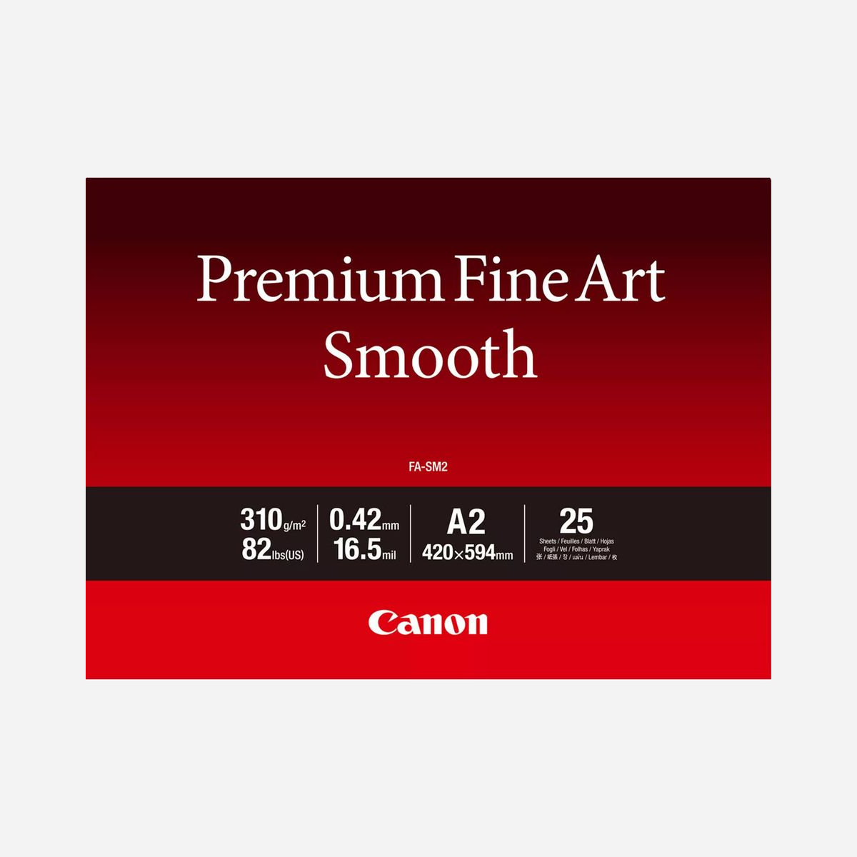 Papier Photo Jet d'Encre Canon FA-SM2 A2 42x59.4cm Blanc Lisse 310 g/m² Coton, Pack de 25 Feuilles, Compatibilité imagePROGRAF PRO-1000 - Canon FA-SM2. Type de finition: Lisse, Poids du support: 310 g/m², Technologie d'impression: Jet d'encre. Quantité: 1 pièce(s)