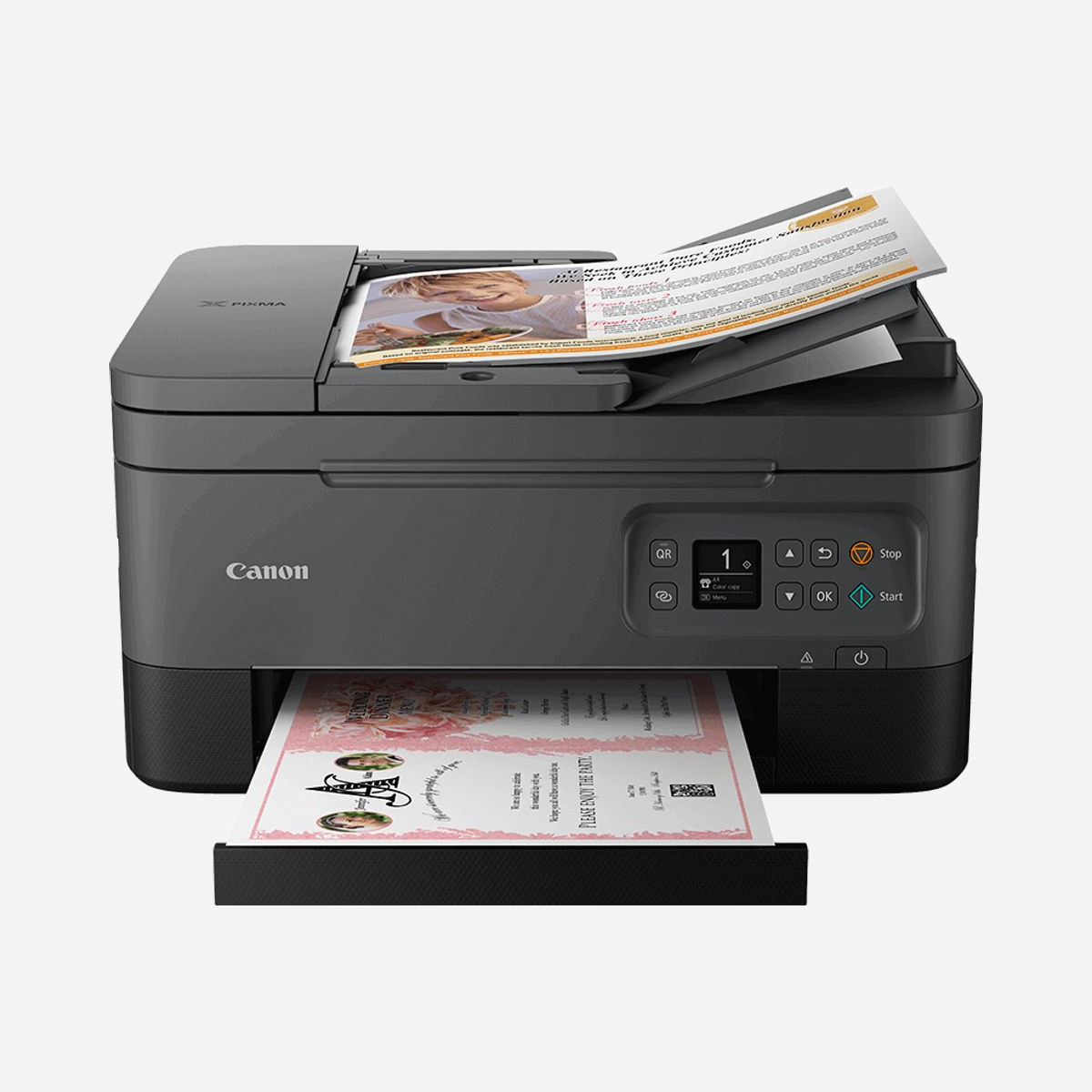 Canon PIXMA TS7450a Jet d'encre Couleur A4, 4800x1200 DPI, Recto-Verso Auto, Scanner 1200x2400 DPI, WiFi, ADF 35 feuilles, Compatible Windows/macOS/Android/iOS - Canon PIXMA TS7450a. Technologie d'impression: Jet d'encre, Impression: Impression couleur, Résolution maximale: 4800 x 1200 DPI. Copier: Copie couleur. Numérisation: Numérisation couleur, Résolution de numérisation optique: 1200 x 2400 DPI. Fonctions recto verso: Impression. Taille de papier de série A ISO maximum: A4. Wifi. Impression directe. Couleur du produit: Noir