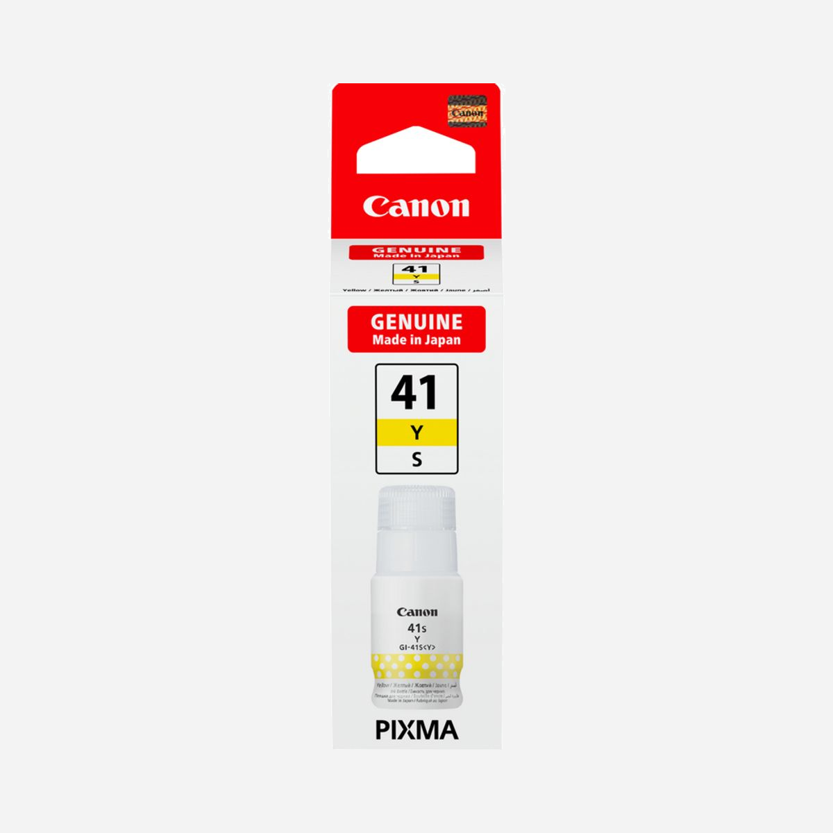 Canon GI-41S Y Cartouche d'encre Jaune Originale, 40ml, Rendement 4400 pages, Unité, pour PIXMA G1420/G2420/G3420/G3460 et modèles compatibles - Canon GI-41S Y. Type d'alimentation: Paquet unique, Rendement par page d'encre de couleur: 4400 pages, Volume d'encre de couleur: 40 ml, Couleurs d'impression: Jaune, Quantité: 1 pièce(s), Rendement par page de l'encre noire: 0 pages