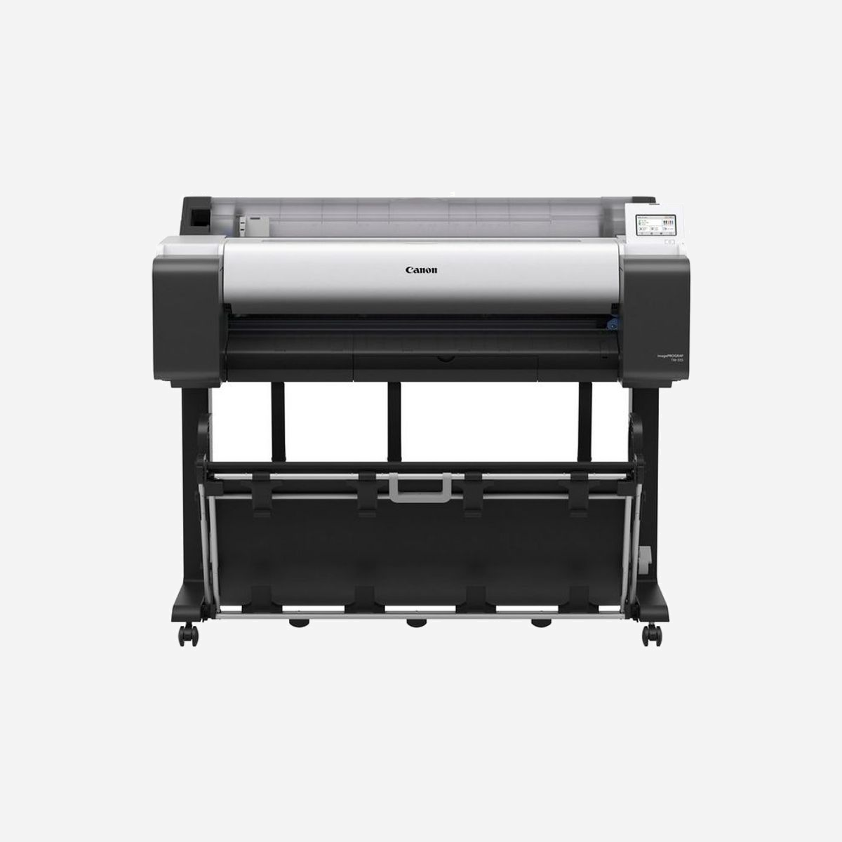 Canon imagePROGRAF TM-350 Imprimante Grand Format A0 Bubblejet Couleur 2400x1200 DPI Wifi/Ethernet, Écran Tactile 4.3", 2GB, Apple AirPrint - Canon imagePROGRAF TM-350. Technologie d'impression: Bubblejet, Résolution maximale: 2400 x 1200 DPI, Langues de la description de page: CALS G4, HP-GL/2, HP-RTL, JPEG. Format d’impression maximale: A0 (841 x 1189 mm), Type de support du bac papier: Rouleau, Papier rigide, Papier ordinaire, ISO, Format Series A (A0...A9): A0, A1, A2, A3, A3+. Connecteur USB: USB Type-B, LAN Ethernet : taux de transfert des données: 10,100,1000 Mbit/s, Technologies d'impression mobile: Apple AirPrint. Couleur du produit: Noir, Blanc, Taille de l'écran: 10,9 cm (4.3"), Type de commande: Tactile. Consommation électrique typique: 65 W, Consommation électrique (arrêt): 0,1 W, Consommation d 'énergie (en mode veille): 2,2 W