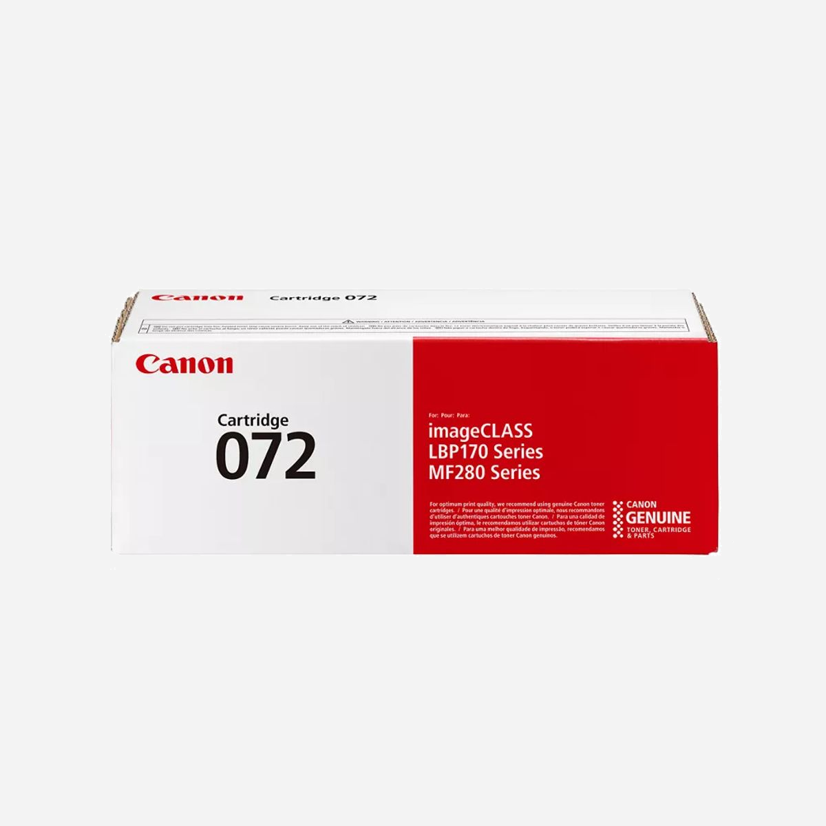 Canon 072 Cartouche Toner Noir Original 5647C002 - 1 pièce, 1400 pages - i-SENSYS LBP170 Series, i-SENSYS MF280 Series - Canon 072. Rendement par page de toner noir: 1400 pages, Couleurs d'impression: Noir, Quantité: 1 pièce(s)