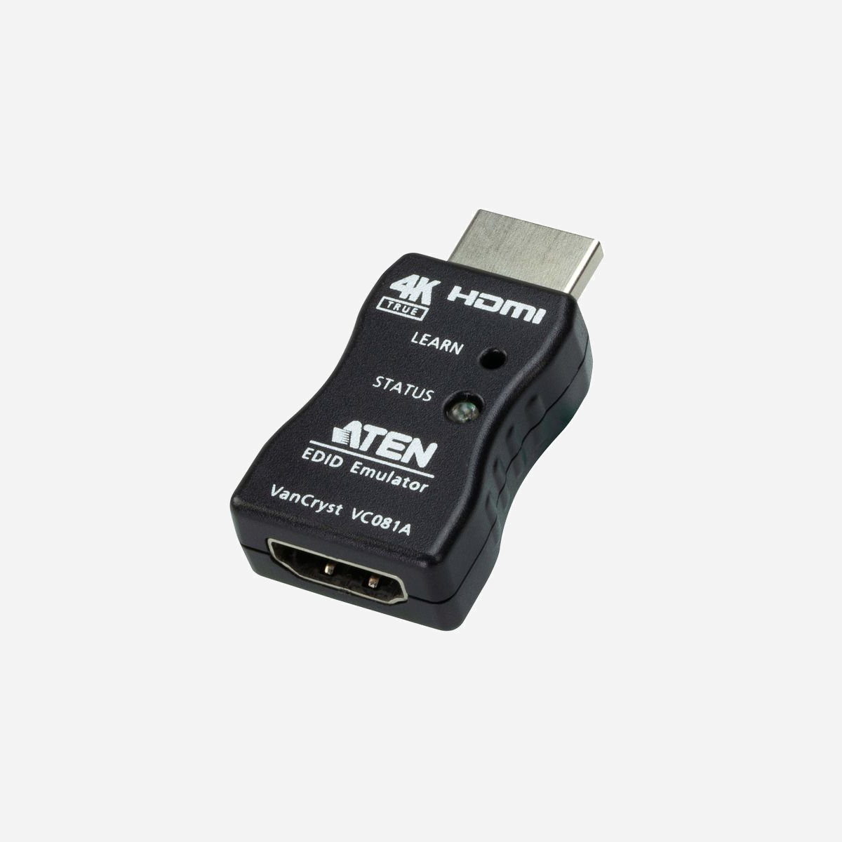 ATEN VC081A-AT Adaptateur Émulateur EDID HDMI True 4K (3840x2160) HDCP, 1 Entrée / 1 Sortie HDMI, Support CEC, Alimentation via HDMI - En tant qu’adaptateur émulateur EDID HDMI True 4K, le VC081A est conçu pour émuler et stocker un ensemble de l’EDID à partir de l’écran connecté tout en facilitant la transmission vidéo 4K. En apprenant l’EDID de l’écran HDMI et en le relayant vers la source vidéo, le VC081A aide à éliminer les problèmes de communication vidéo qui surviennent en raison d’une panne de synchronisation des données EDID entre la source vidéo HDMI et l’écran connecté.<br>1x Émulateur EDID HDMI VC081A<br>1x Instructions utilisateur