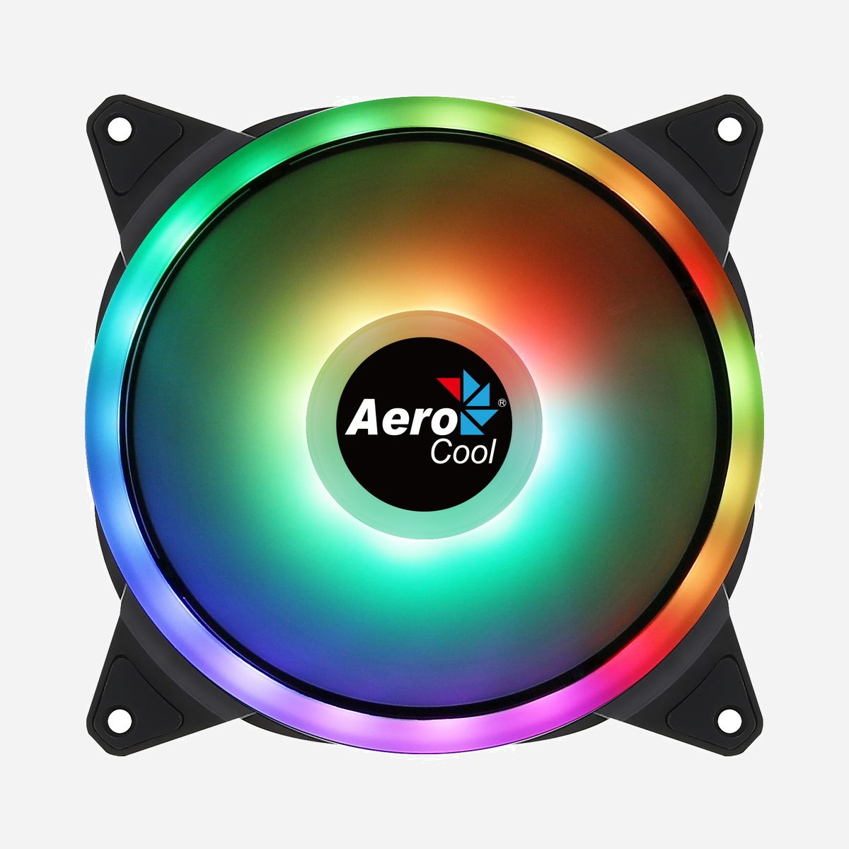 Aerocool DUO14 Ventilateur 140mm x 25mm pour Boitier PC, 1000 tr/min, 49.5 CFM, 23.2 dB, Roulement Hydraulique, LED RGB, Connecteur 6-broches - Aerocool Duo 14. Type: Ventilateur, Diamètre du ventilateur: 14 cm, Vitesse de rotation (max): 1000 tr/min, Pression d'air maximale: 1,45 mmH2O, Type de roulement: Hydraulique. Largeur: 140 mm, Profondeur: 140 mm, Hauteur: 25 mm. Couleur du produit: Noir