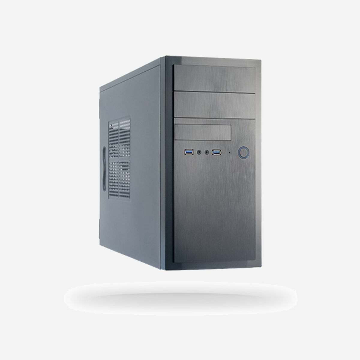 Chieftec HT-01B-350GPB Boîtier PC Midi Tower Noir, Micro ATX, Alimentation 350W, Baies 2x5.25" Ext., 2x3.5" Int., 1x2.5", USB 3.2 Gen 1 - Chieftec HT-01B-350GPB. Format: Midi Tower, Type: PC, Couleur du produit: Noir. Alimentation d'énergie: 350 W. Pris en charge des diamètres des ventilateurs arrières: 80,90,120 mm. Tailles de disques durs supportées: 2.5,3.5,5.25". Largeur: 180 mm, Profondeur: 408 mm, Hauteur: 352 mm