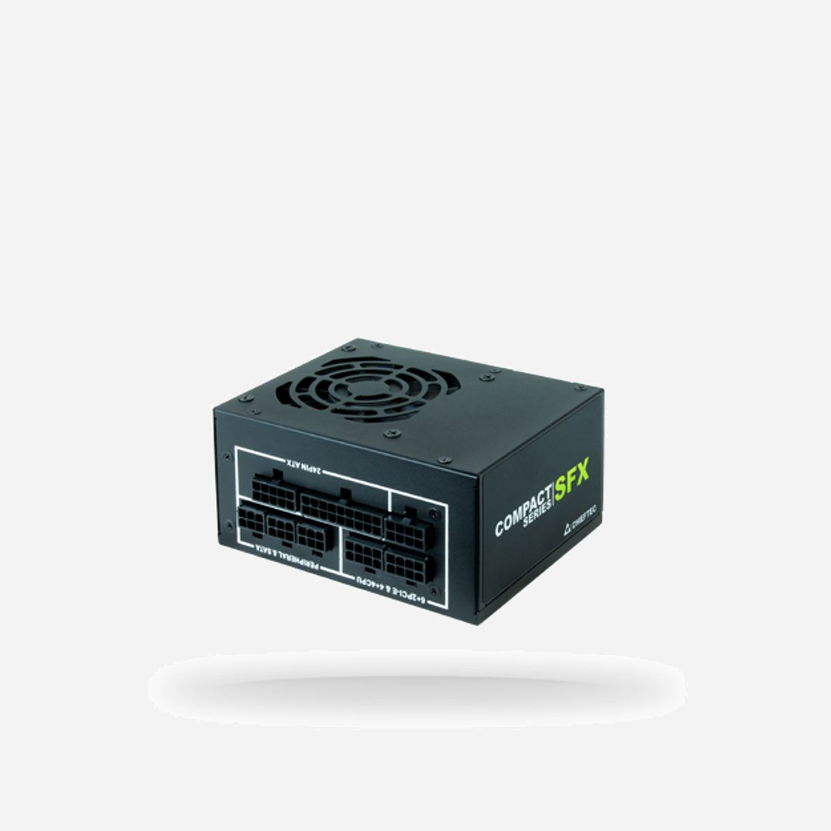 Chieftec CSN-650C Alimentation 650W SFX 80 PLUS Gold, Entièrement Modulaire, 20+4 pin ATX, PFC Actif, Ventilateur 8cm, Protections OCP/OVP/OTP/OPP/SCP/UVP - Chieftec CSN-650C. Puissance totale: 650 W, Tension d'entrée AC: 100 - 240 V, Fréquence d'entrée AC: 47 - 63 Hz. Connecteur de la carte mère: 20+4 pin ATX, Type de câblage: Entièrement modulaire. Utilité: PC, Facteur de forme de l'unité d'alimentation: SFX, Certification 80 PLUS: 80 PLUS Gold. Couleur du produit: Noir, Diamètre du ventilateur: 8 cm, Nombre de ventilateurs: 1 ventilateur(s). Certificats de conformité: RoHS