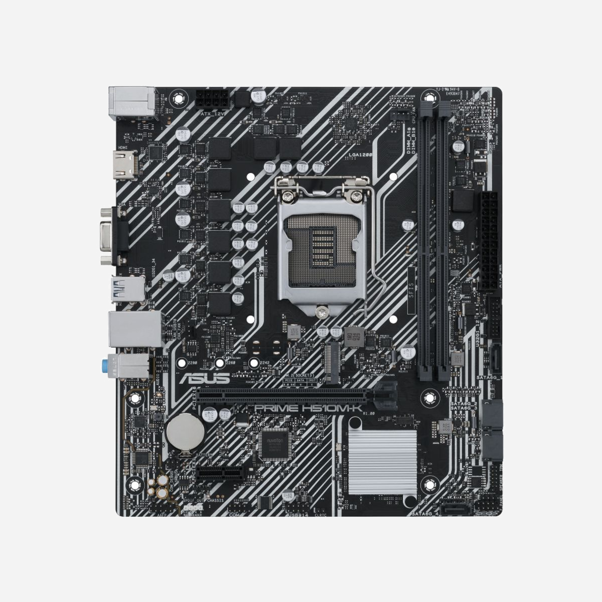 ASUS PRIME H510M-K : Carte mère micro ATX Intel H510, Socket LGA 1200, 2x DDR4 DIMM jusqu'à 64GB, M.2, SATA III, USB 3.2 Gen 1, Realtek Audio, Gigabit Ethernet - ASUS PRIME H510M-K. Fabricant de processeur: Intel, Socket de processeur (réceptable de processeur): LGA 1200 (Socket H5), Processeurs compatibles: Intel® Celeron®, Intel® Core™ i3, Intel® Core™ i5, Intel® Core™ i7, Intel® Core™ i9,.... Types de mémoire pris en charge: DDR4-SDRAM, Mémoire interne maximale: 64 Go, Type de support (slot): DIMM. Interfaces de lecteur de stockage prises en charge: M.2, PCI Express 3.0, SATA III, Types de lecteurs de stockage pris en charge: HDD & SSD. Résolution maximale: 3840 x 2160 pixels. Version HDMI: 1.4/2.0, Connecteur USB: USB Type-A