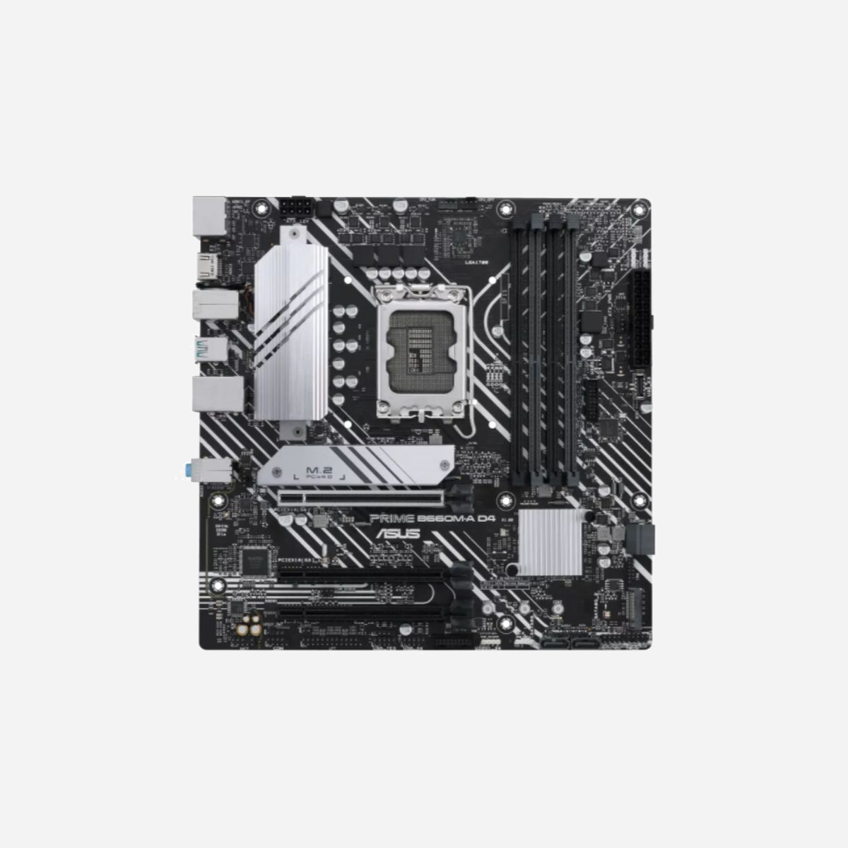 ASUS PRIME B660M-A D4-CSM : Carte mère micro ATX Intel B660 LGA 1700, 4x DDR4 DIMM jusqu'à 128GB, 2x M.2, SATA III, Gigabit Ethernet - ASUS PRIME B660M-A D4-CSM. Fabricant de processeur: Intel, Socket de processeur (réceptable de processeur): LGA 1700, Processeurs compatibles: Intel® Celeron®, Intel® Core™ i3, Intel® Core™ i5, Intel® Core™ i7, Intel® Core™ i9,.... Types de mémoire pris en charge: DDR4-SDRAM, Mémoire interne maximale: 128 Go, Type de support (slot): DIMM. Interfaces de lecteur de stockage prises en charge: M.2, SATA III, Types de lecteurs de stockage pris en charge: HDD & SSD, Niveaux RAID: 0, 1, 5, 10. Type d'interface Ethernet: Gigabit Ethernet. composant pour: PC, Elément de forme de carte mère: micro ATX, famille de composant de produits: Intel