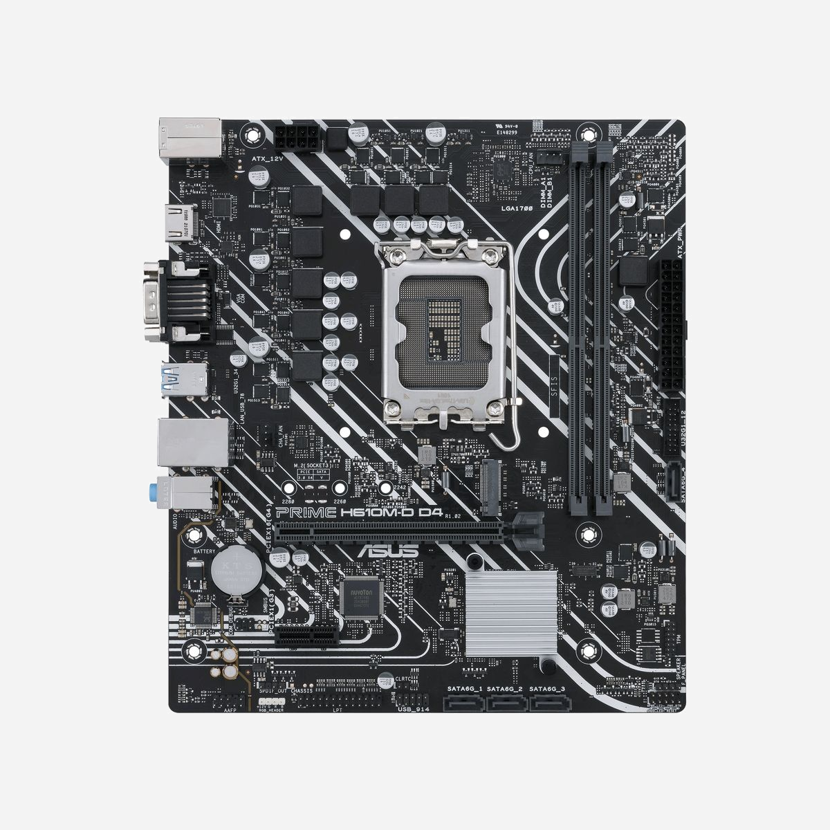 ASUS PRIME H610M-D D4 : Carte mère micro ATX Intel H610, Socket LGA 1700, DDR4 64GB max, M.2, Gigabit Ethernet, USB 3.2 Gen 1, Windows 11/10 - ASUS PRIME H610M-D D4. Fabricant de processeur: Intel, Socket de processeur (réceptable de processeur): LGA 1700, Processeurs compatibles: Intel® Celeron®, Intel® Core™ i3, Intel® Core™ i5, Intel® Core™ i7, Intel® Core™ i9,.... Types de mémoire pris en charge: DDR4-SDRAM, Mémoire interne maximale: 64 Go, Type de support (slot): DIMM. Interfaces de lecteur de stockage prises en charge: M.2, SATA, Types de lecteurs de stockage pris en charge: HDD & SSD. Type d'interface Ethernet: Gigabit Ethernet. composant pour: PC, Elément de forme de carte mère: micro ATX, famille de composant de produits: Intel