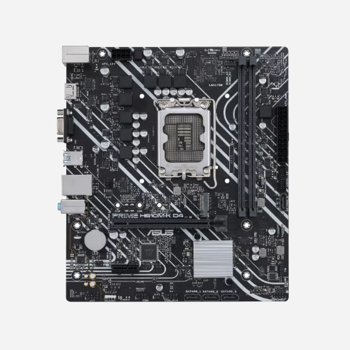 ASUS PRIME H610M-K D4 : Carte mère micro ATX Intel H610, Socket LGA 1700, DDR4 64Go max 3200MHz, M.2, SATA 6Gb/s, Gigabit Ethernet, USB 3.2 Gen 1 - ASUS PRIME H610M-K D4. Fabricant de processeur: Intel, Socket de processeur (réceptable de processeur): LGA 1700, Processeurs compatibles: Intel® Celeron®, Intel® Core™ i3, Intel® Core™ i5, Intel® Core™ i7, Intel® Core™ i9,.... Types de mémoire pris en charge: DDR4-SDRAM, Mémoire interne maximale: 64 Go, Type de support (slot): DIMM. Interfaces de lecteur de stockage prises en charge: M.2, SATA, Types de lecteurs de stockage pris en charge: HDD & SSD, Niveaux RAID: 0, 1, 5, 10. Type d'interface Ethernet: Gigabit Ethernet. composant pour: PC, Elément de forme de carte mère: micro ATX, famille de composant de produits: Intel