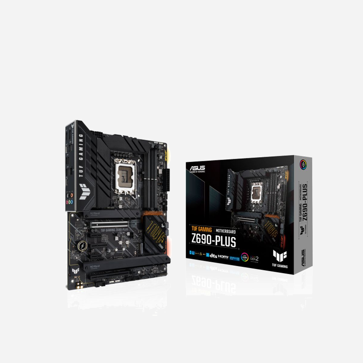 ASUS TUF GAMING Z690-PLUS WIFI : Carte mère ATX Intel Z690, Socket LGA 1700, DDR5, Wi-Fi 6E, 2.5GbE, M.2 NVMe PCIe 4.0, USB 3.2 Gen2x2 - ASUS TUF GAMING Z690-PLUS WIFI. Fabricant de processeur: Intel, Socket de processeur (réceptable de processeur): LGA 1700, Processeurs compatibles: Intel® Celeron®, Intel® Pentium® Gold. Types de mémoire pris en charge: DDR5-SDRAM, Mémoire interne maximale: 128 Go, Type de support (slot): DIMM. Interfaces de lecteur de stockage prises en charge: M.2, NVMe, PCI Express 4.0, SATA, SATA III, Types de lecteurs de stockage pris en charge: SSD, Niveaux RAID: 0, 1, 5, 10. Type d'interface Ethernet: 2.5 Gigabit Ethernet, Norme Wi-Fi: Wi-Fi 6E (802.11ax), Standards wifi: 802.11a, 802.11b, 802.11g, Wi-Fi 4 (802.11n), Wi-Fi 5 (802.11ac), Wi-Fi 6E (802.11ax). composant pour: PC, Elément de forme de carte mère: ATX, famille de composant de produits: Intel