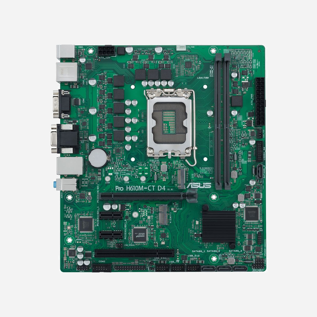 ASUS PRO H610M-C D4-CSM : Carte mère micro ATX Intel H610, Socket LGA 1700, DDR4, M.2, SATA III, Gigabit Ethernet, Windows 10/11, ports USB 3.2 Gen 1 - ASUS PRO H610M-C D4-CSM. Fabricant de processeur: Intel, Socket de processeur (réceptable de processeur): LGA 1700, Processeurs compatibles: Intel® Celeron®, Intel® Core™ i3, Intel® Core™ i5, Intel® Core™ i7, Intel® Core™ i9, Intel® Pentium®. Types de mémoire pris en charge: DDR4-SDRAM, Mémoire interne maximale: 64 Go, Type de support (slot): DIMM. Interfaces de lecteur de stockage prises en charge: M.2, SATA III, Types de lecteurs de stockage pris en charge: HDD & SSD. Type d'interface Ethernet: Gigabit Ethernet. composant pour: PC, Elément de forme de carte mère: micro ATX, famille de composant de produits: Intel