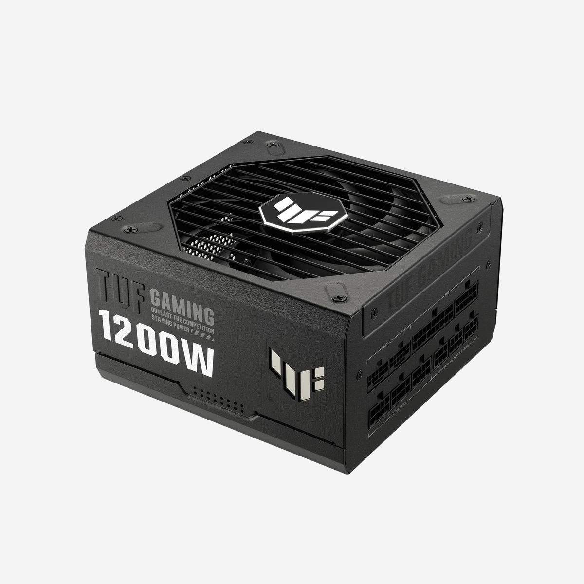 ASUS TUF GAMING Alimentation 1200W 80 PLUS Gold ATX 3.0, 20+4 broches, 100-240V, Ventilateur 135mm, Câblage Full Modulaire, PCIe 5.0 - ASUS TUF GAMING 1200W Gold. Puissance totale: 1200 W, Tension d'entrée AC: 100 - 240 V, Puissance combinée (+3,3 V): 130 W. Connecteur de la carte mère: 20+4 pin ATX, Longueur de câble d'alimentation de carte-mère: 61 cm, Longueur du câble d'alimentation SATA: 120,400 mm. Utilité: PC, Facteur de forme de l'unité d'alimentation: ATX, Certification 80 PLUS: 80 PLUS Gold. Couleur du produit: Noir, Type de refroidissement: Actif, Diamètre du ventilateur: 13,5 cm. Câbles inclus: Secteur, UC, PCIe, Peripheral (Molex), SATA