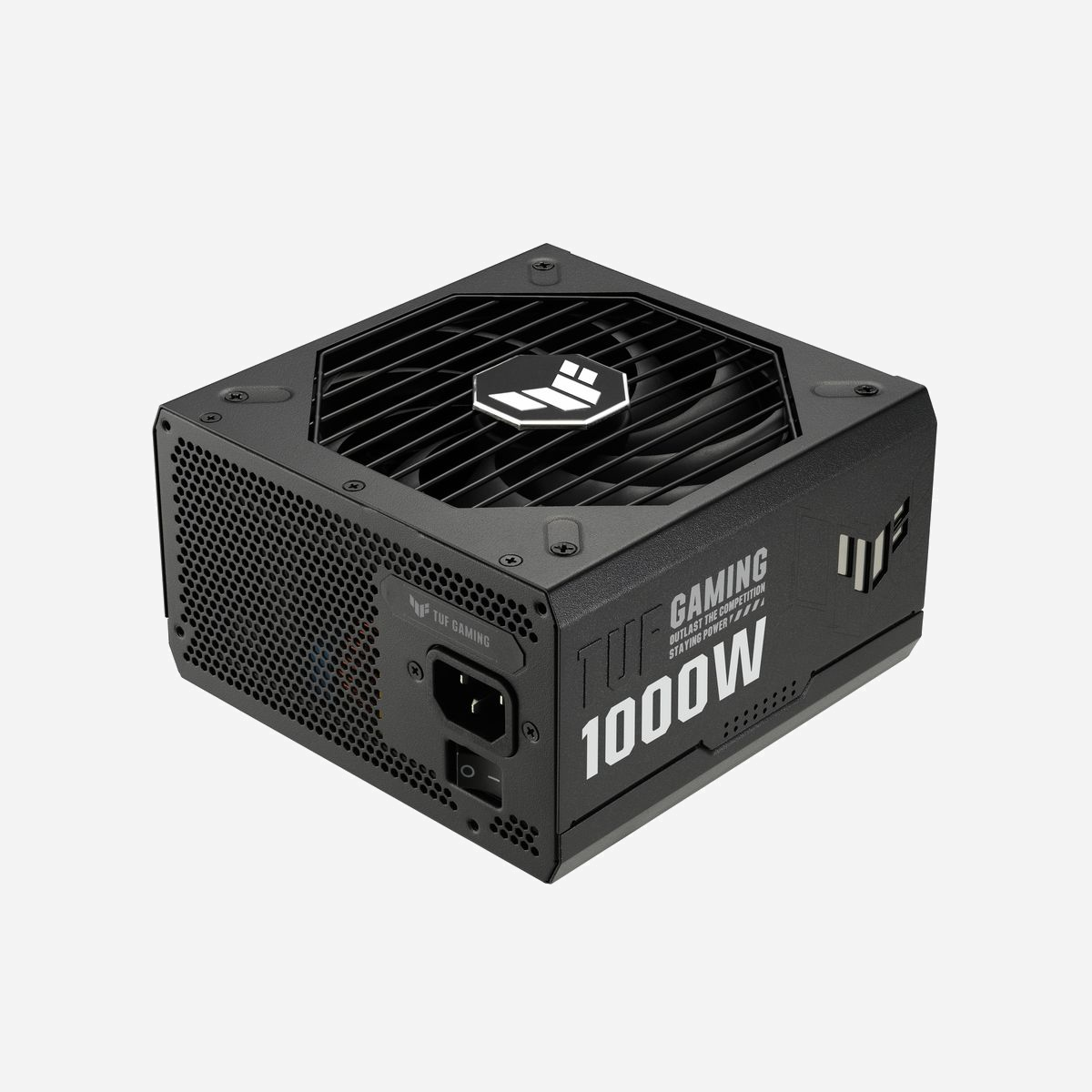 ASUS TUF Gaming Alimentation 1000W 80 PLUS Gold ATX 3.0, 100-240V, Ventilateur 135mm, Connecteurs ATX/PCIe/SATA, Protection OVP/OCP/OTP/SCP/UVP - ASUS TUF Gaming 1000W Gold. Puissance totale: 1000 W, Tension d'entrée AC: 100 - 240 V, Puissance combinée (+3,3 V): 130 W. Connecteur de la carte mère: 20+4 pin ATX, Longueur de câble d'alimentation de carte-mère: 61 cm, Longueur du câble d'alimentation SATA: 120,400 mm. Utilité: PC, Facteur de forme de l'unité d'alimentation: ATX, Certification 80 PLUS: 80 PLUS Gold. Couleur du produit: Noir, Type de refroidissement: Actif, Diamètre du ventilateur: 13,5 cm. Câbles inclus: Secteur, UC, PCIe, Peripheral (Molex), SATA