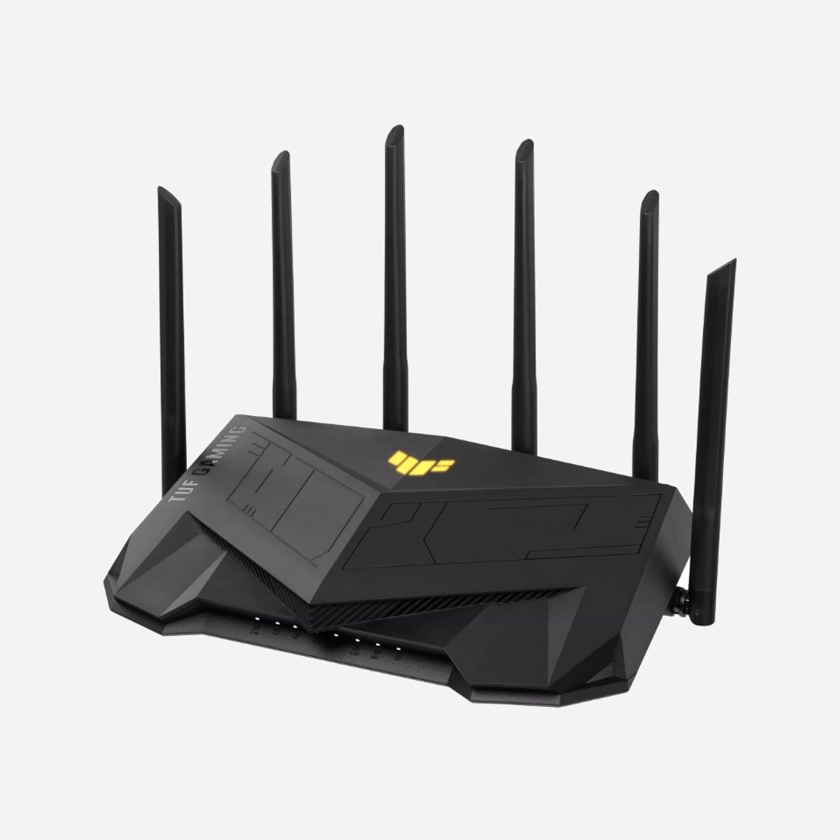 ASUS TUF Gaming AX6000 Routeur WiFi 6 Bi-bande AX6000 (4804 Mbps/5 GHz + 1148 Mbps/2.4 GHz), 5 ports Gigabit Ethernet, USB 3.2 Gen 1, IPv6 - ASUS TUF Gaming AX6000 (TUF-AX6000). Type de connexion WAN: RJ-45. Bande Wi-Fi: Bi-bande (2,4 GHz / 5 GHz), Norme Wi-Fi: Wi-Fi 6 (802.11ax), Débit de transfert des données WLAN (max): 4804 Mbit/s. Type d'interface LAN Ethernet: Gigabit Ethernet, LAN Ethernet : taux de transfert des données: 10,100,1000,2500 Mbit/s, Technologie de cablâge: 10/100/1000Base-T(X). Algorithme de sécurité soutenu: WPA, WPA2, WPA3, Répertoire MAC: 64 entrées, Fonction NAT: PPTP Pass-Through, L2TP Pass-Through, IPSec Pass-Through, RTSP Pass-Through, H.323 Pass-Through,.... Protocoles réseau pris en charge: IPv4, IPv6