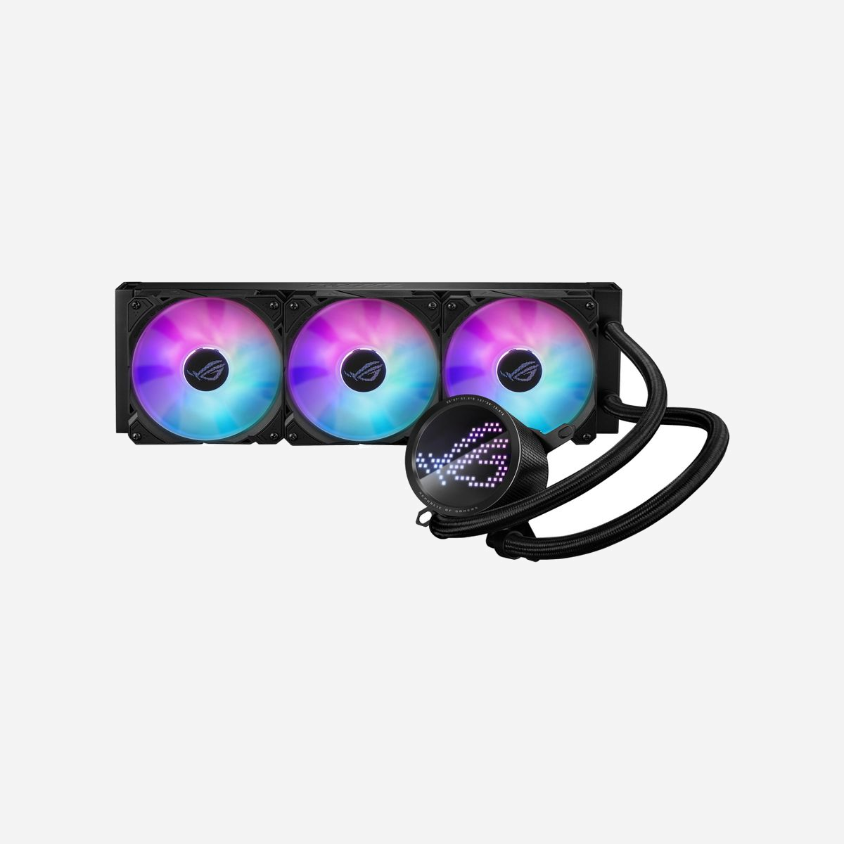 ASUS ROG Ryuo III 360 ARGB Kit de refroidissement liquide CPU, radiateur 360mm, 3x 120mm 2200 tr/min, 70.07 CFM, 36.45 dB, sockets LGA 1200/1700/AM4/AM5 - ASUS ROG Ryuo III 360 ARGB. Type: Kit de refroidissement du liquide, Diamètre du ventilateur: 12 cm, Vitesse de rotation (max): 2200 tr/min, Pression d'air maximale: 3,88 mmH2O. Couleur du produit: Noir