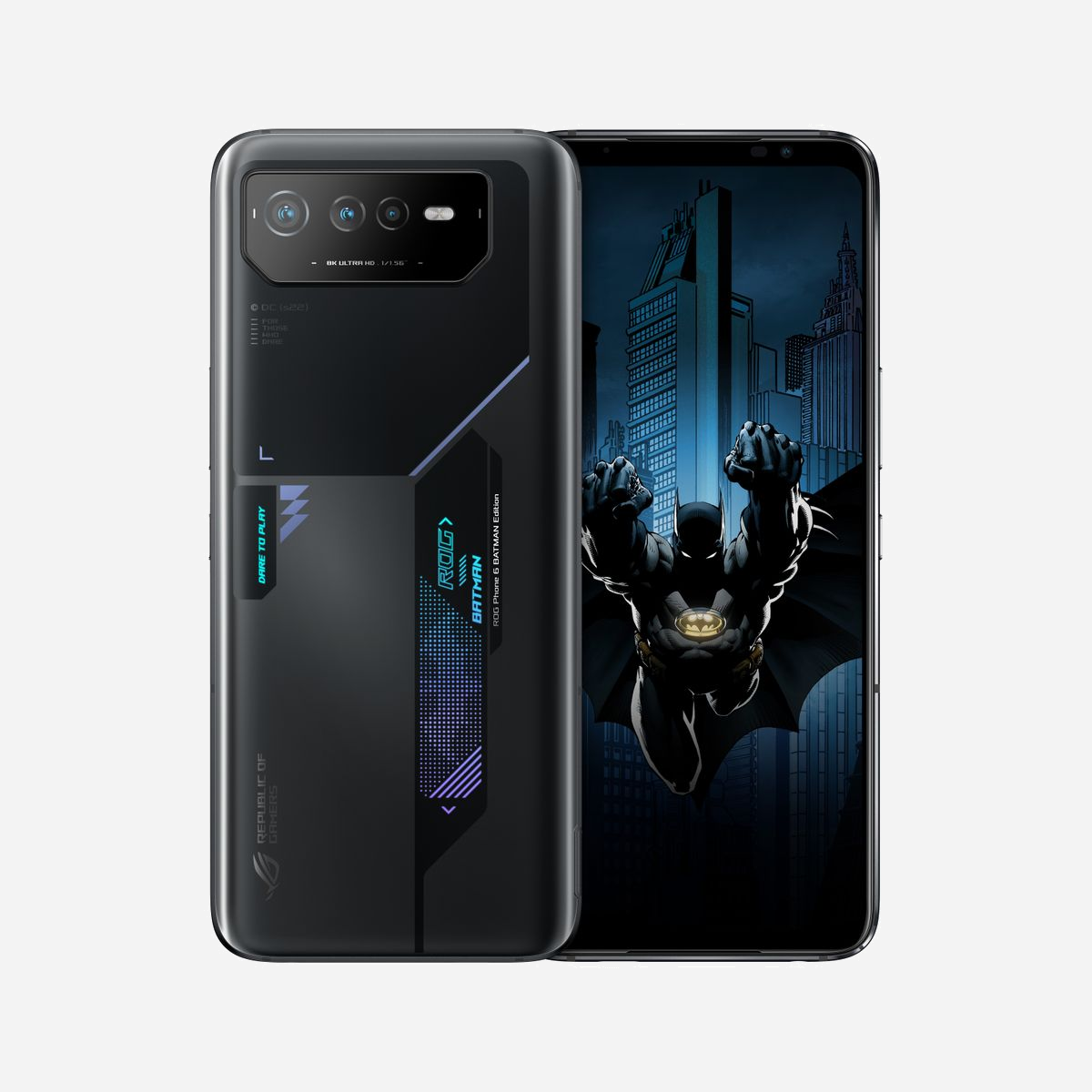 ASUS ROG Phone 6 AI2203-5B028E1 Écran 6.78" AMOLED 165Hz MediaTek Dimensity 9000+ 12Go LPDDR5X 256Go 5G Android 12 Batterie 6000mAh Noir - ASUS ROG Phone 6 AI2203-5B028E1. Taille de l'écran: 17,2 cm (6.78"), Résolution de l'écran: 2448 x 1080 pixels. Famille de processeur: MediaTek, Modèle de processeur: Dimensity 9000+. Capacité de la RAM: 12 Go, Type de RAM: LPDDR5X, Capacité de stockage interne: 256 Go. Résolution de la caméra arrière (numerique): 50 MP, Type de caméra arrière: Trois modules photo. Capacité de la carte SIM: Double SIM. Système d'exploitation installé: Android 12. Capacité de la batterie: 6000 mAh. Couleur du produit: Noir. Poids: 239 g