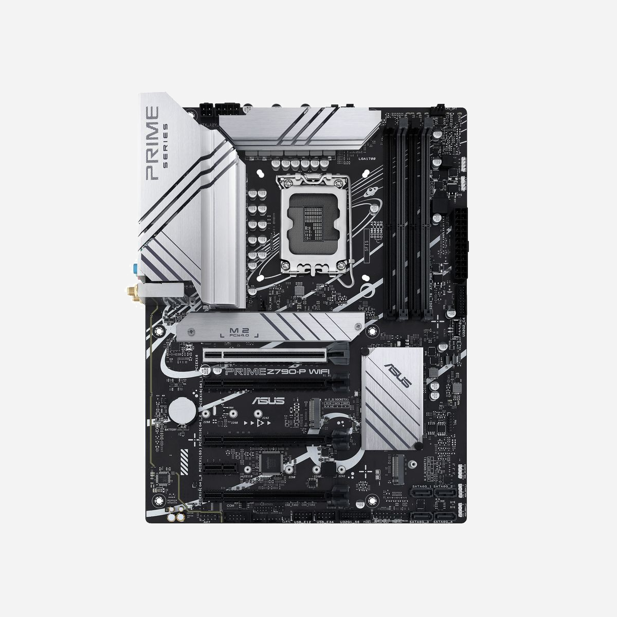 ASUS PRIME Z790-P WIFI : Carte mère ATX Intel Z790, Socket LGA 1700, DDR5 jusqu'à 128Go 7200MHz(OC), WiFi 6, 2.5GbE, M.2 NVMe PCIe 4.0, SATA III, USB 3.2 Gen2 - ASUS PRIME Z790-P WIFI. Fabricant de processeur: Intel, Socket de processeur (réceptable de processeur): LGA 1700, Processeurs compatibles: Intel® Celeron®, Intel® Core™ i3, Intel® Core™ i5, Intel® Core™ i7, Intel® Core™ i9,.... Types de mémoire pris en charge: DDR5-SDRAM, Mémoire interne maximale: 128 Go, Type de support (slot): DIMM. Interfaces de lecteur de stockage prises en charge: M.2, SATA III, Types de lecteurs de stockage pris en charge: HDD & SSD, Niveaux RAID: 0, 1, 5, 10. Type d'interface Ethernet: 2.5 Gigabit Ethernet, Norme Wi-Fi: Wi-Fi 6 (802.11ax), Standards wifi: 802.11a, 802.11b, 802.11g, Wi-Fi 4 (802.11n), Wi-Fi 5 (802.11ac), Wi-Fi 6 (802.11ax). composant pour: PC, Elément de forme de carte mère: ATX, famille de composant de produits: Intel