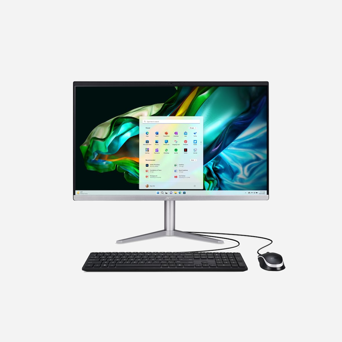 Acer Aspire C24-1300 All-in-One - AMD Ryzen 5 7520U, 23.8" FHD, 16Go RAM, 512Go SSD, AMD Radeon 610M, Windows 11 Home, Wi-Fi 6E - Acer Aspire C24-1300. Type de produit: PC All-in-One. Taille de l'écran: 60,5 cm (23.8"), Type HD: Full HD, Résolution de l'écran: 1920 x 1080 pixels. Famille de processeur: AMD Ryzen™ 5, Fréquence du processeur: 2,8 GHz. Mémoire interne: 16 Go. Capacité totale de stockage: 512 Go, Supports de stockage: SSD. Modèle d'adaptateur graphique inclus: AMD Radeon 610M. Appareil photo intégré. Système d'exploitation installé: Windows 11 Home. Couleur du produit: Argent
