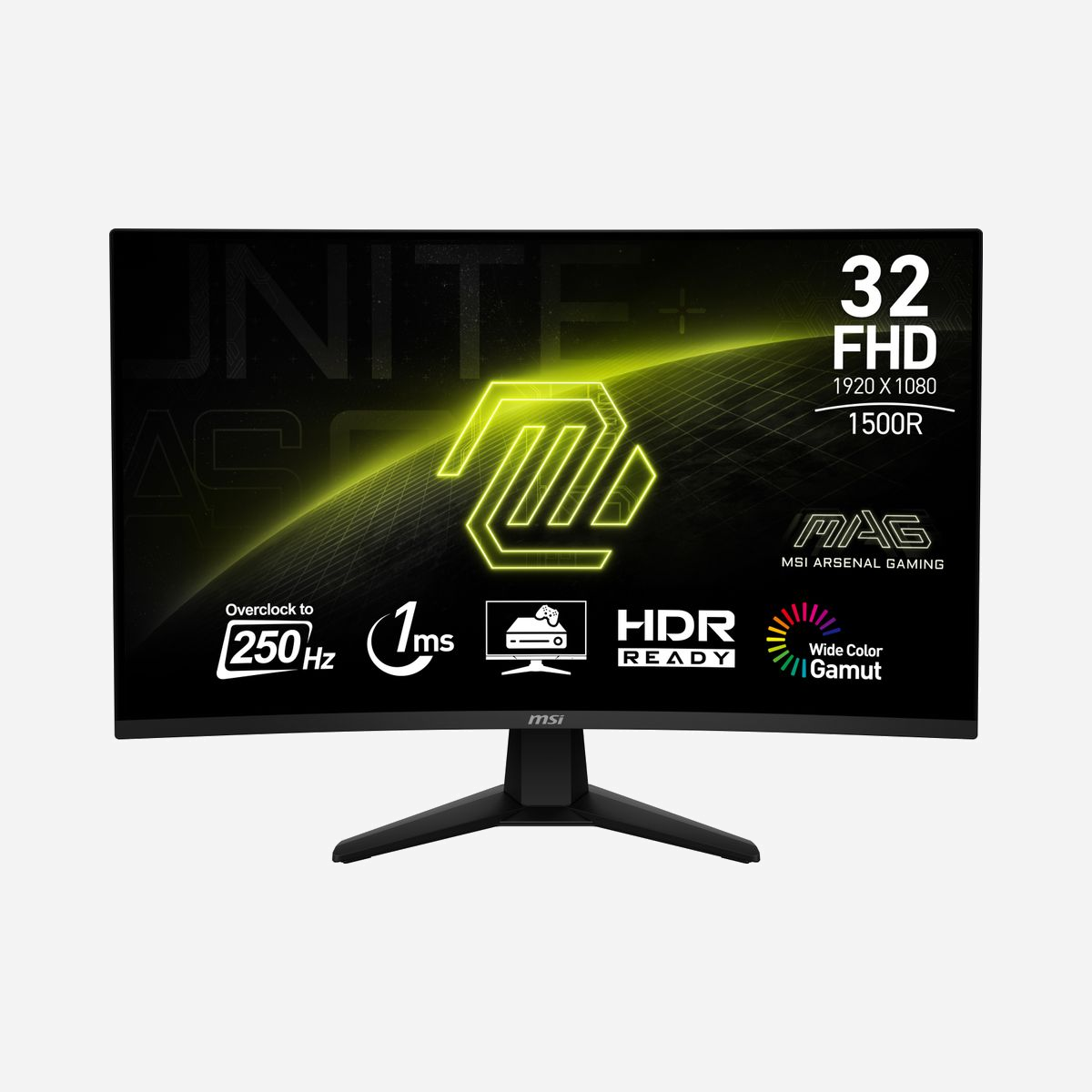 MSI MAG-32C6X Moniteur PC 31.5" FHD VA 1500R 180Hz (OC 250Hz) 1ms MPRT 250cd/m² HDMI 2.0b/DisplayPort 1.4a Adaptive Sync - Vivez intensément votre victoire avec l'écran gaming MAG 32C6X ! Avec une résolution de 1920 x 1080, un taux de rafraîchissement de 250 Hz (OC) et un temps de réponse MPRT de 1 ms, l'écran MAG 32C6X sera votre meilleur allié pour prendre l'avantage sur vos adversaires. Pour assurer une synchronisation parfaite entre le taux de rafraîchissement de l'écran et la carte graphique, l'écran MAG 32C6X utilise la technologie Adaptive Sync. Fort de technologies gaming toutes plus efficaces les unes que les autres, l'écran MAG 32C6X vous accompagnera dans toutes vos batailles, sans jamais vous décevoir.<br><br><br><br>