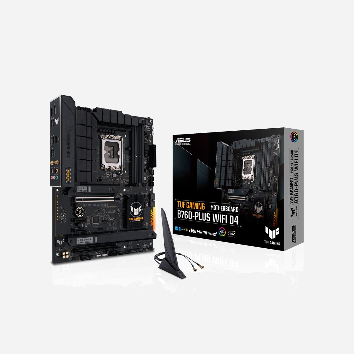 ASUS TUF GAMING B760-PLUS WIFI D4 : Carte mère ATX Intel B760, Socket LGA 1700, DDR4, Wi-Fi 6, 2.5GbE, 3x M.2, SATA III, USB 3.2 Gen 2, PCIe 5.0 - ASUS TUF GAMING B760-PLUS WIFI D4. Fabricant de processeur: Intel, Socket de processeur (réceptable de processeur): LGA 1700, Processeurs compatibles: Intel® Celeron®, Intel® Core™ i3, Intel® Core™ i5, Intel® Core™ i7, Intel® Core™ i9,.... Types de mémoire pris en charge: DDR4-SDRAM, Mémoire interne maximale: 192 Go, Type de support (slot): DIMM. Interfaces de lecteur de stockage prises en charge: M.2, SATA III, Types de lecteurs de stockage pris en charge: HDD & SSD, Niveaux RAID: 0, 1, 5, 10. Type d'interface Ethernet: 2.5 Gigabit Ethernet, Norme Wi-Fi: Wi-Fi 6 (802.11ax), Standards wifi: 802.11a, 802.11b, 802.11g, Wi-Fi 4 (802.11n), Wi-Fi 5 (802.11ac), Wi-Fi 6 (802.11ax). composant pour: PC, Elément de forme de carte mère: ATX, famille de composant de produits: Intel