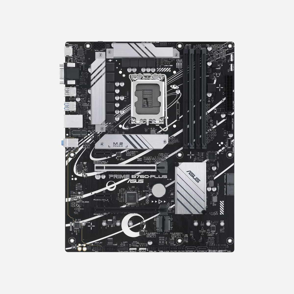 ASUS PRIME B760-PLUS - Carte mère ATX - Intel B760 - Socket LGA 1700 - DDR5 - 192Go RAM max - 3x M.2 - 2.5GbE - USB 3.2 Gen 2 - Support RAID - ASUS PRIME B760-PLUS. Fabricant de processeur: Intel, Socket de processeur (réceptable de processeur): LGA 1700, Processeurs compatibles: Intel® Celeron®, Intel® Core™ i3, Intel® Core™ i5, Intel® Core™ i7, Intel® Core™ i9,.... Types de mémoire pris en charge: DDR5-SDRAM, Mémoire interne maximale: 192 Go, Type de support (slot): DIMM. Interfaces de lecteur de stockage prises en charge: M.2, SATA III, Types de lecteurs de stockage pris en charge: HDD & SSD, Niveaux RAID: 0, 1, 5, 10. Type d'interface Ethernet: 2.5 Gigabit Ethernet, Fast Ethernet, Gigabit Ethernet. composant pour: PC, Elément de forme de carte mère: ATX, famille de composant de produits: Intel