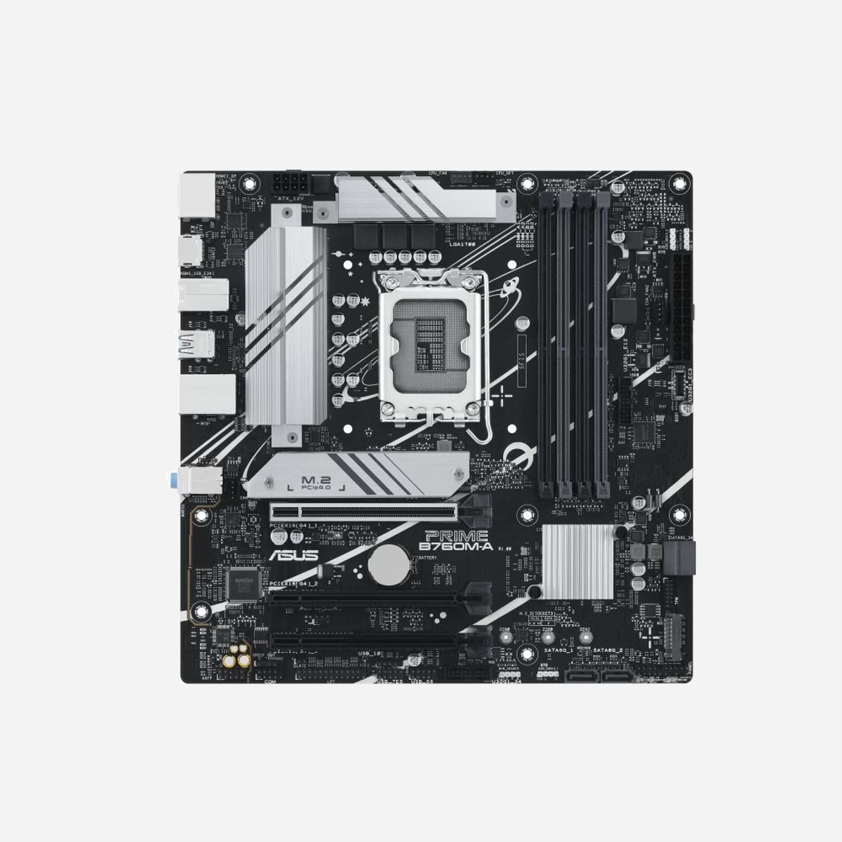 ASUS PRIME B760M-A-CSM : Carte mère micro ATX Intel B760, Socket LGA 1700, DDR5 jusqu'à 128GB 7200MHz, 2x M.2, 2.5GbE, WiFi, Windows 11/10 - ASUS PRIME B760M-A-CSM. Fabricant de processeur: Intel, Socket de processeur (réceptable de processeur): LGA 1700, Processeurs compatibles: Intel® Celeron®, Intel® Pentium® Gold, Intel® Core™ i3, Intel® Core™ i5, Intel® Core™.... Types de mémoire pris en charge: DDR5-SDRAM, Mémoire interne maximale: 128 Go, Type de support (slot): DIMM. Interfaces de lecteur de stockage prises en charge: M.2, SATA III, Types de lecteurs de stockage pris en charge: HDD & SSD. Type d'interface Ethernet: 2.5 Gigabit Ethernet. composant pour: PC, Elément de forme de carte mère: micro ATX, famille de composant de produits: Intel
