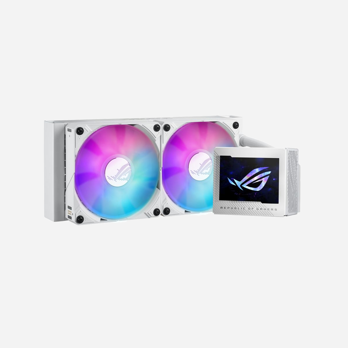 ASUS ROG RYUJIN III 240 ARGB White Edition - Refroidisseur liquide CPU All-in-One, radiateur 279x120x30mm, 2x120mm 600-2200RPM, 21.08-70.07 CFM, Socket LGA1700/AM5 - ASUS ROG RYUJIN III 240 ARGB White Edition. Type: Refroidisseur de liquide tout-en-un, Diamètre du ventilateur: 12 cm. Couleur du produit: Blanc
