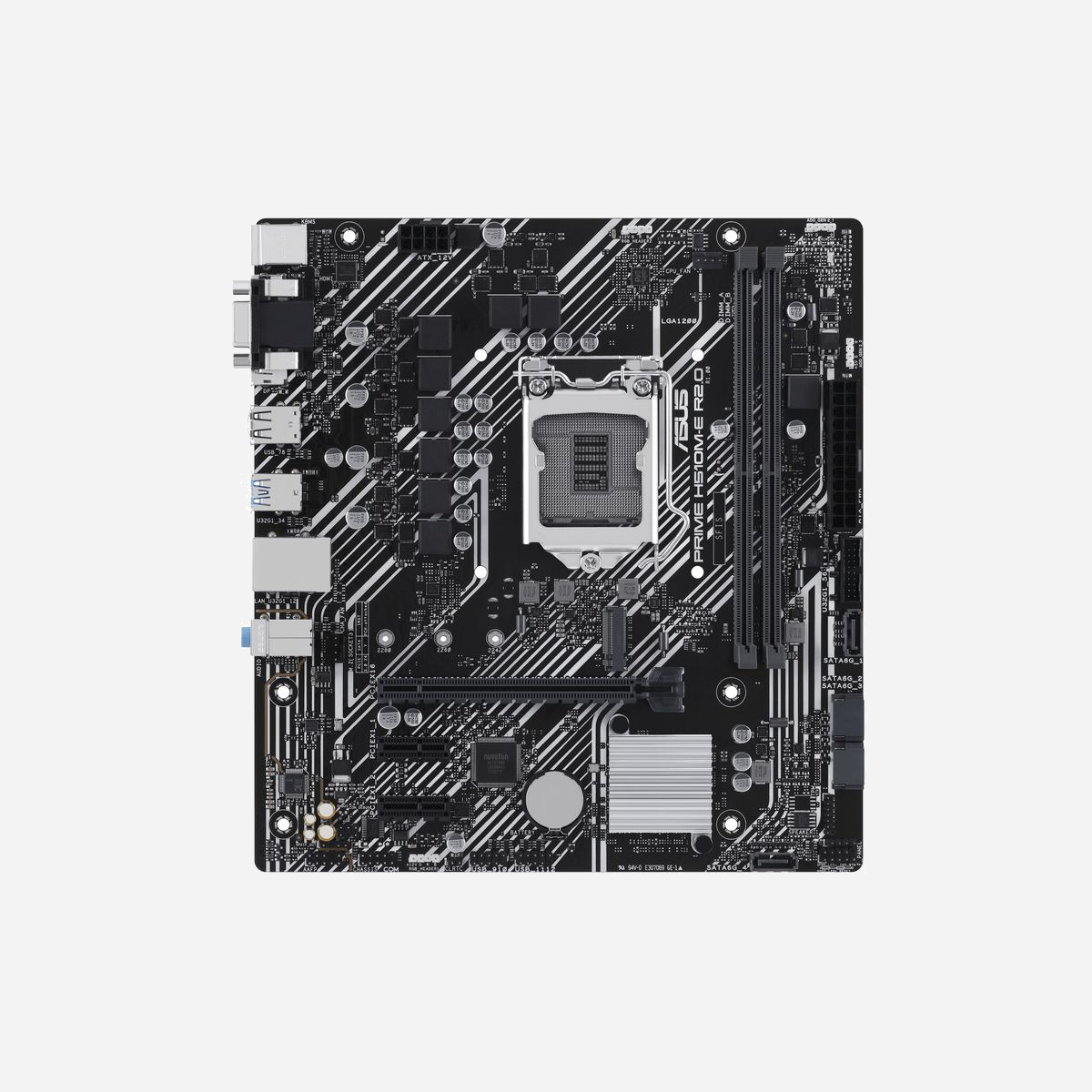 ASUS PRIME H510M-E R2.0 : Carte mère micro ATX Intel H470, Socket LGA 1200, DDR4 64Go 3200MHz, M.2, SATA III, Gigabit Ethernet, ports USB 3.2 Gen 1 et HDMI 2.1 - ASUS PRIME H510M-E R2.0. Fabricant de processeur: Intel, Socket de processeur (réceptable de processeur): LGA 1200 (Socket H5), Processeurs compatibles: Intel® Celeron®, Intel® Core™ i3, Intel® Core™ i5, Intel® Core™ i7, Intel® Core™ i9,.... Types de mémoire pris en charge: DDR4-SDRAM, Mémoire interne maximale: 64 Go, Type de support (slot): DIMM. Interfaces de lecteur de stockage prises en charge: M.2, SATA III, Types de lecteurs de stockage pris en charge: HDD & SSD. Type d'interface Ethernet: Gigabit Ethernet. composant pour: PC, Elément de forme de carte mère: micro ATX, famille de composant de produits: Intel