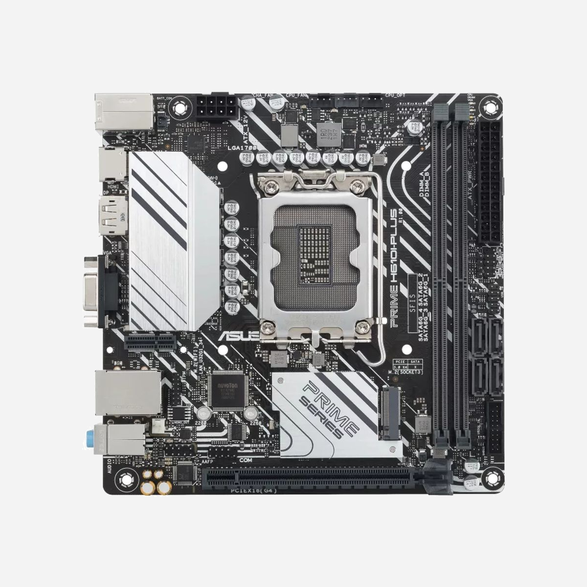 ASUS PRIME H610I-PLUS-CSM : Carte mère mini ITX Intel H610, Socket LGA 1700, DDR5 jusqu'à 96Go 5600MHz, M.2, SATA III, Gigabit Ethernet - ASUS PRIME H610I-PLUS-CSM. Fabricant de processeur: Intel, Socket de processeur (réceptable de processeur): LGA 1700, Processeurs compatibles: Intel® Celeron®, Intel® Core™ i3, Intel® Core™ i5, Intel® Core™ i7, Intel® Core™ i9,.... Types de mémoire pris en charge: DDR5-SDRAM, Mémoire interne maximale: 96 Go, Type de support (slot): DIMM. Interfaces de lecteur de stockage prises en charge: M.2, SATA III, Types de lecteurs de stockage pris en charge: HDD & SSD. Type d'interface Ethernet: Gigabit Ethernet. composant pour: PC, Elément de forme de carte mère: mini ITX, famille de composant de produits: Intel