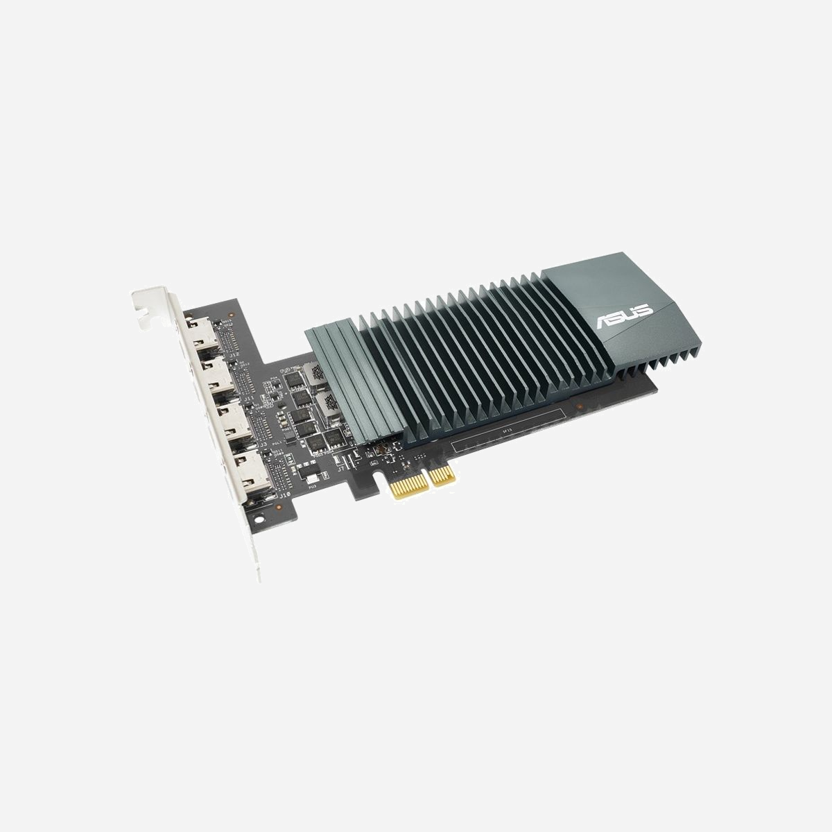ASUS GeForce GT 710 - 2 Go GDDR5 - PCIe 2.0 x16 - 954MHz - 4x HDMI - Refroidissement Passif - OpenGL 4.6 - NVIDIA CUDA 192 Cœurs - ASUS GT710-4H-SL-2GD5. Processeur graphique famille: NVIDIA, Processeur graphique: GeForce GT 710, Fréquence du processeur: 954 MHz. Mémoire carte graphique distincte: 2 Go, Type de mémoire de l'adaptateur graphique: GDDR5, Mémoire Bus: 64 bit, Fréquence de la mémoire: 5012 MHz. Résolution maximale: 3840 x 2160 pixels. Version OpenGL: 4.6. Type d'interface: PCI Express x16 2.0. Type de refroidissement: Passif