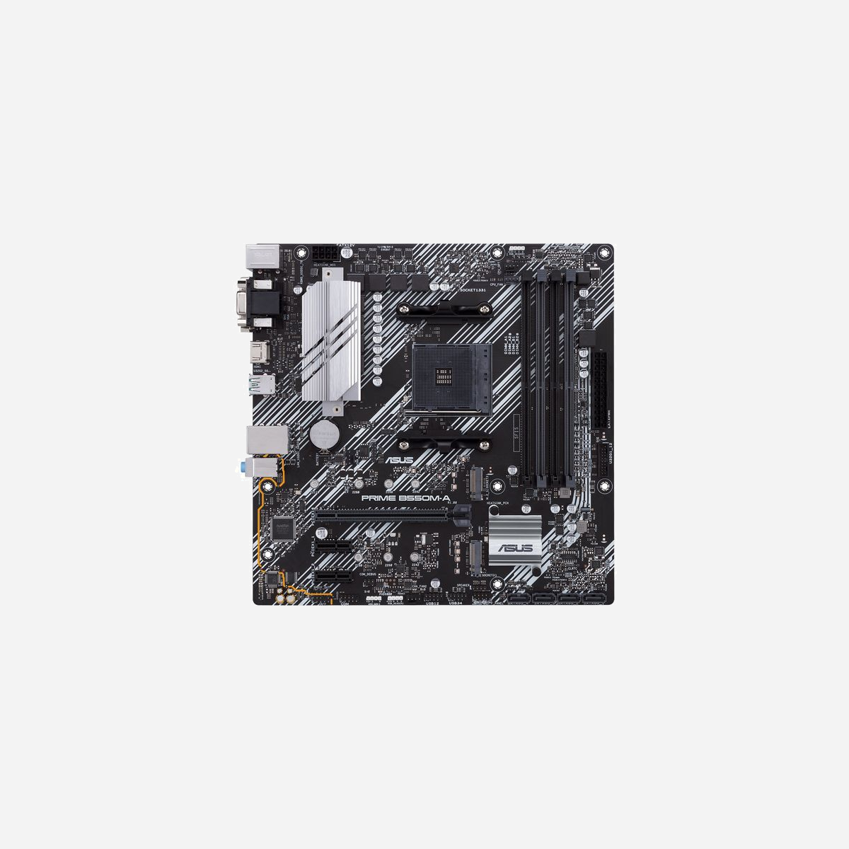 ASUS Prime B550M-A/CSM : Carte mère micro ATX AMD B550, Socket AM4, Ryzen 3000 Series, 4x DDR4 DIMM jusqu'à 128Go, M.2, SATA III, Gigabit Ethernet - ASUS Prime B550M-A/CSM. Fabricant de processeur: AMD, Socket de processeur (réceptable de processeur): Emplacement AM4, Processeurs compatibles: AMD Ryzen 3000 Series. Types de mémoire pris en charge: DDR4-SDRAM, Mémoire interne maximale: 128 Go, Type de support (slot): DIMM. Interfaces de lecteur de stockage prises en charge: M.2, SATA III. Type d'interface Ethernet: Gigabit Ethernet, Contrôleur de réseau local (LAN): Realtek RTL8111H. composant pour: PC, Elément de forme de carte mère: micro ATX, famille de composant de produits: AMD