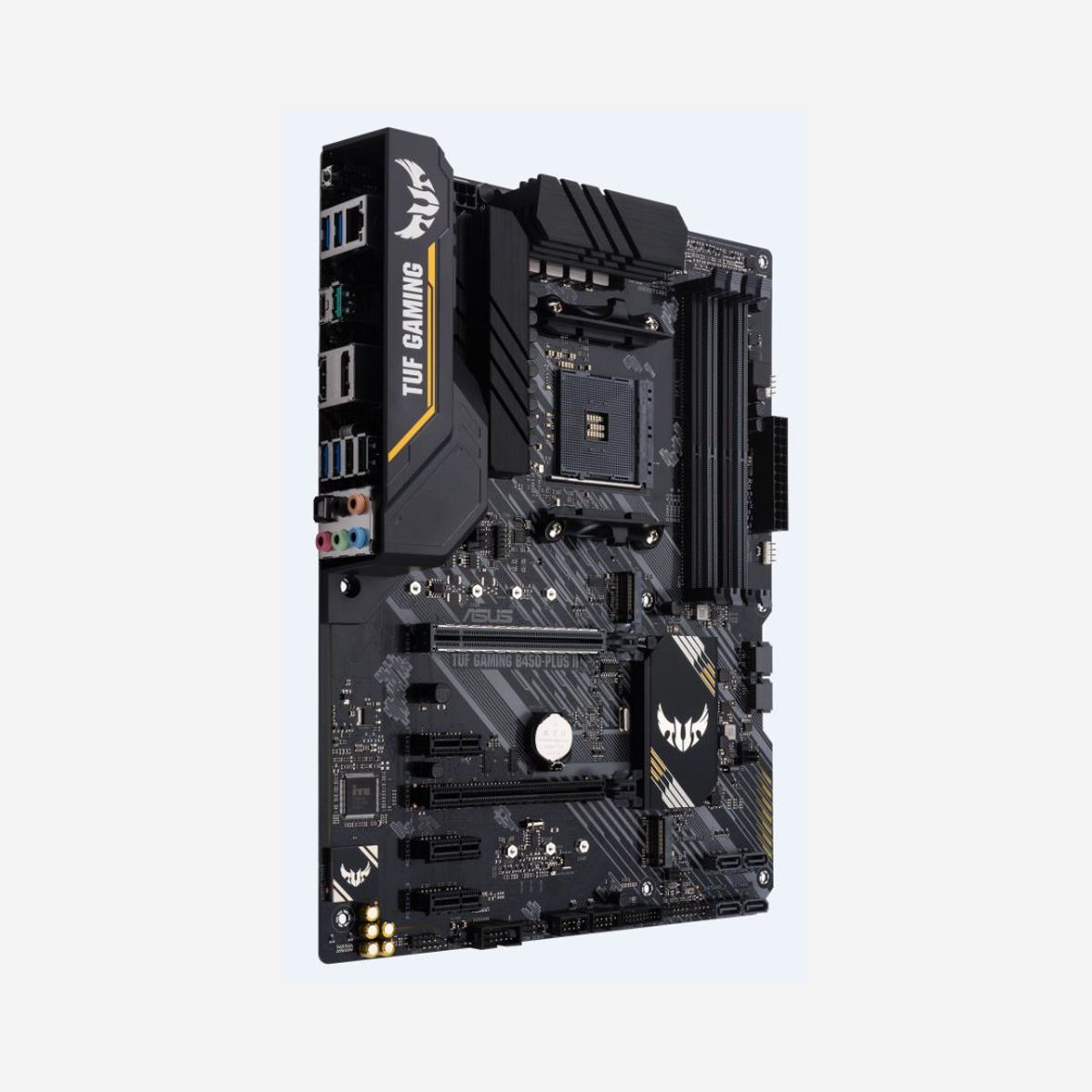 ASUS TUF GAMING B450-PLUS II : Carte mère AMD B450 Socket AM4 ATX, DDR4, 128Go max, M.2, SATA, RAID 0/1/10, CrossFireX, USB 3.2 Gen 1/Gen 2, Realtek ALC S1200A - ASUS TUF GAMING B450-PLUS II. Fabricant de processeur: AMD, Socket de processeur (réceptable de processeur): Emplacement AM4, Processeurs compatibles: AMD Ryzen 3000 Series. Types de mémoire pris en charge: DDR4-SDRAM, Mémoire interne maximale: 128 Go, Type de support (slot): DIMM. Interfaces de lecteur de stockage prises en charge: M.2, SATA, Types de lecteurs de stockage pris en charge: HDD & SSD, Niveaux RAID: 0, 1, 10. Technologie de Traitement en parallèle: CrossFireX. Version HDMI: 2.0b, Connecteur USB: USB Type-A, USB Type-C