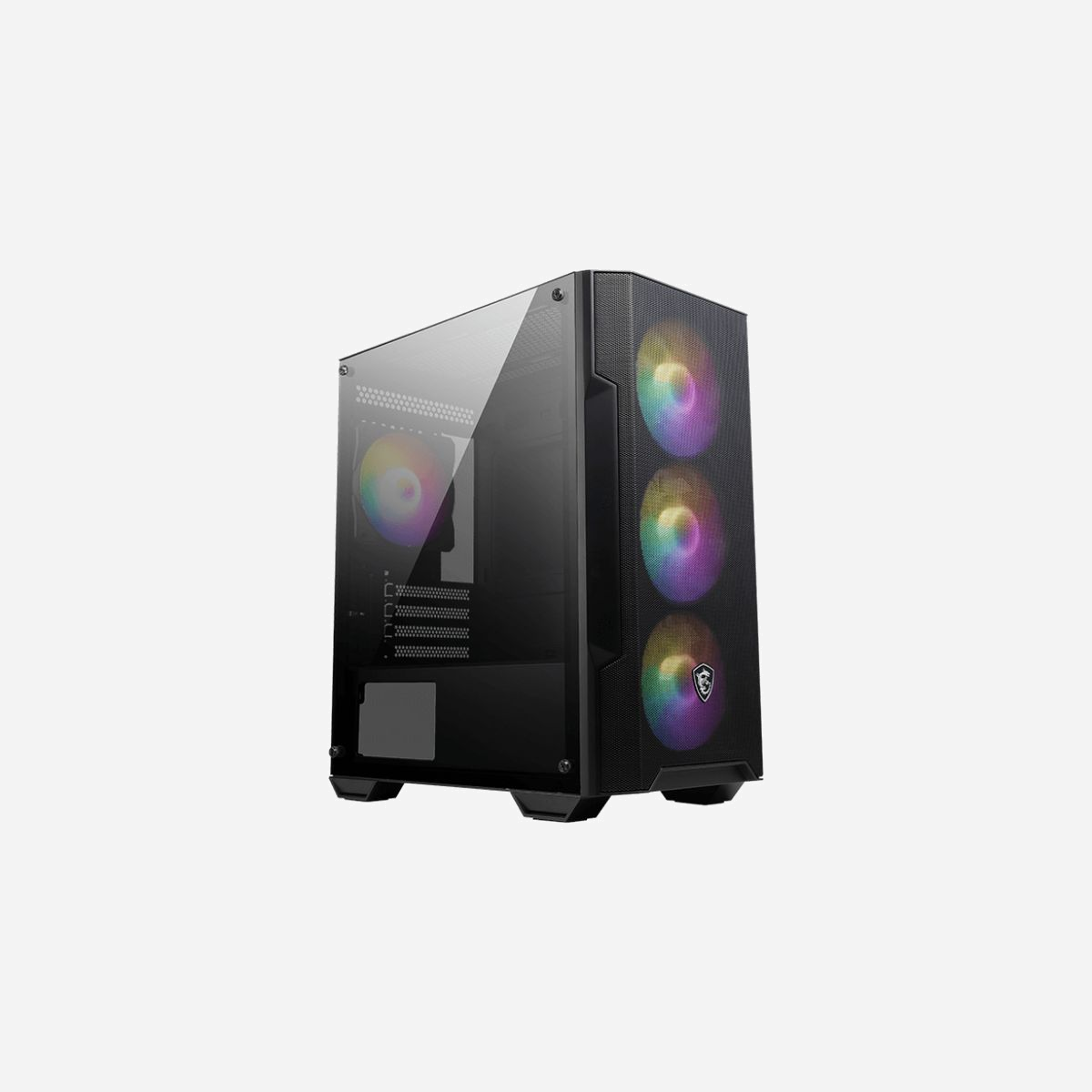 MSI MAG FORGE M100A Micro Tower PC Noir/Transparent, micro ATX/Mini-ITX, 3x120mm avant, 1x120mm arrière, 2x2.5"/3.5", USB 3.2 Gen 1, Acrylique - MSI MAG FORGE M100A. Format: Micro Tower, Type: PC, Couleur du produit: Noir, Transparent. Emplacement d'alimentation: Bas. Ventilateurs installés avant: 3x 120 mm, Prise en charge des diamètres des ventilateurs avants: 120 mm, Ventilateurs arrières installés: 1x 120 mm. Tailles de disques durs supportées: 2.5,3.5". Largeur: 200 mm, Profondeur: 388 mm, Hauteur: 423 mm