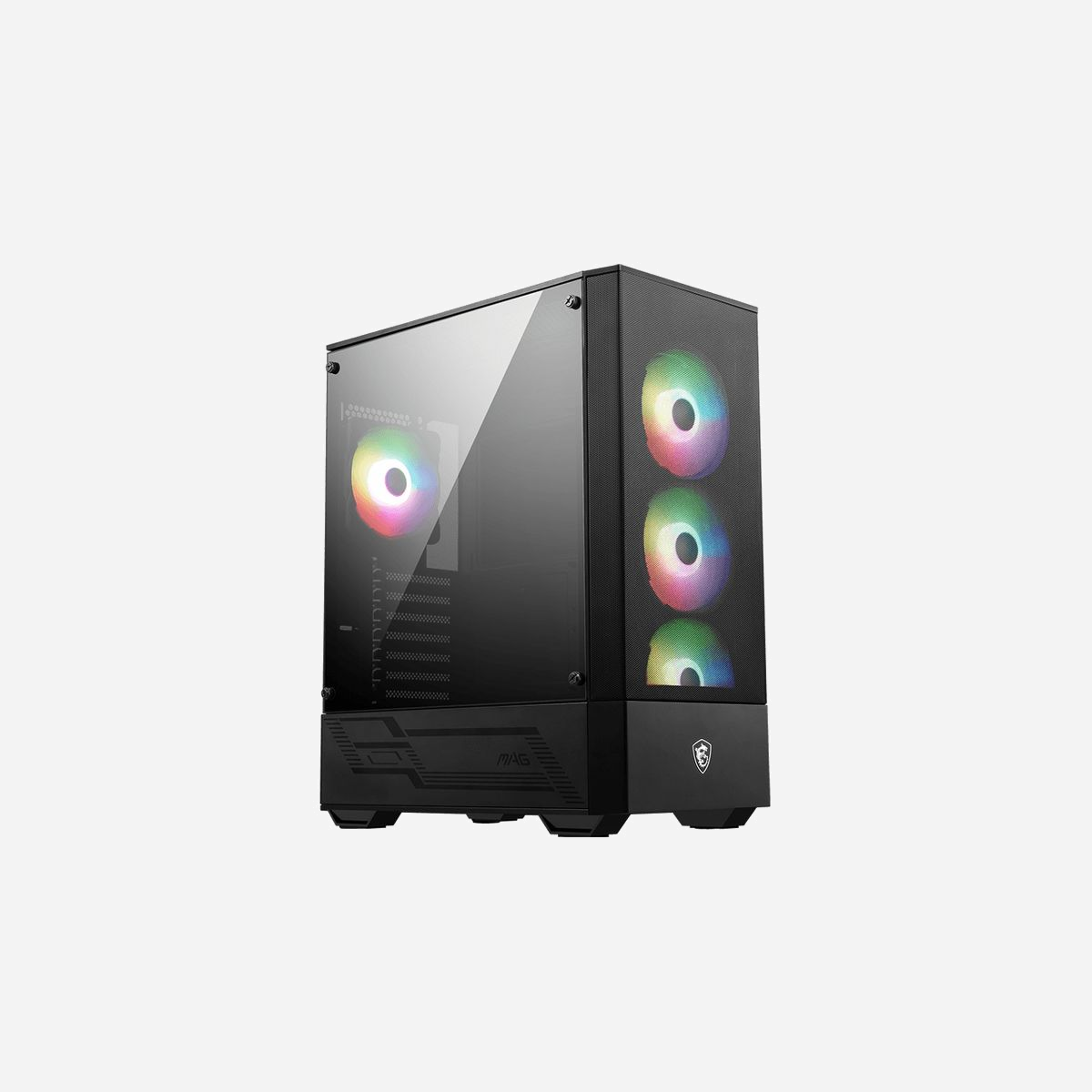 MSI MAG FORGE 112R Boîtier PC Midi Tower ATX/micro ATX/Mini-ITX, 3x120mm avant, 1x120mm arrière, USB 3.2 Gen 1, Verre Trempé Noir/Transparent - MSI MAG FORGE 112R. Format: Midi Tower, Type: PC, Couleur du produit: Noir, Transparent. Emplacement d'alimentation: Bas. Ventilateurs installés avant: 3x 120 mm, Prise en charge des diamètres des ventilateurs avants: 120,140 mm, Ventilateurs arrières installés: 1x 120 mm. Tailles de disques durs supportées: 2.5,3.5". Largeur: 214 mm, Profondeur: 409 mm, Hauteur: 485 mm