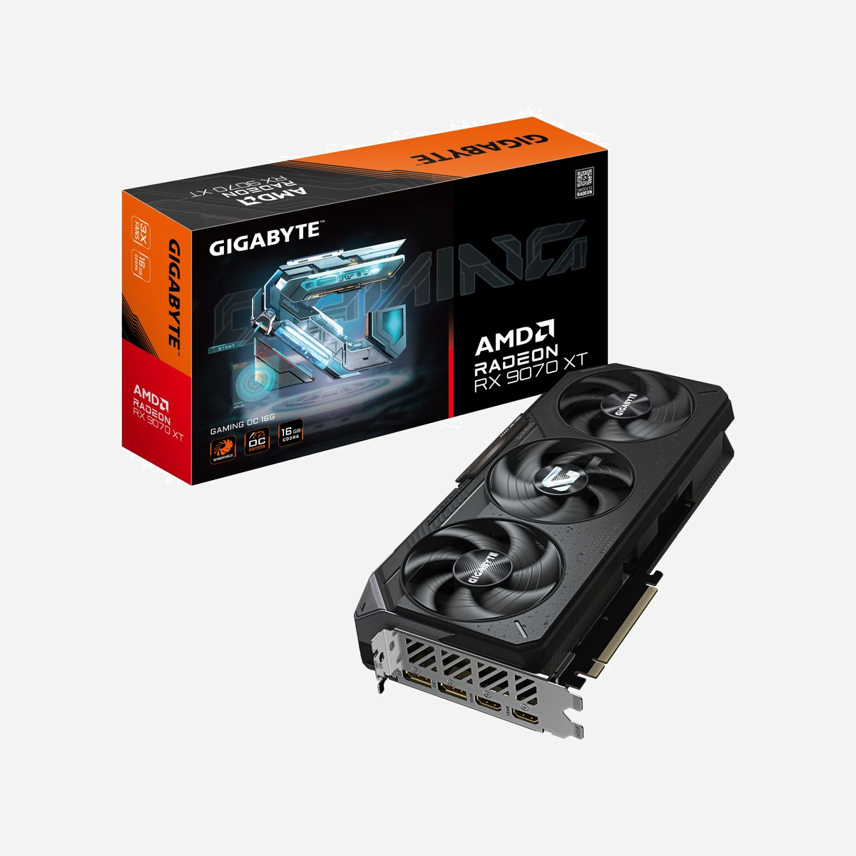 GIGABYTE Radeon RX 9070 XT GAMING OC 16G, 16 Go GDDR6, 256-bit, PCI-E 5.0, Fréquence 3060 MHz, WINDFORCE 3X, 2xDP, 2xHDMI - Découvrez le niveau supérieur d'immersion dans le jeu avec les cartes graphiques AMD de GIGABYTE. Conçues pour offrir des performances sans compromis et des visuels époustouflants, nos GPU redéfinissent l'excellence en matière de jeu. Dotées de solutions de refroidissement avancées et de technologies innovantes, les cartes graphiques AMD de GIGABYTE permettent aux joueurs de repousser les limites du possible, offrant des expériences de jeu inégalées.
