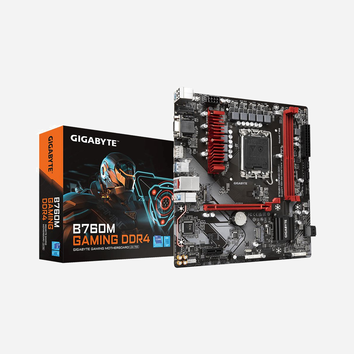 GIGABYTE B760M GAMING DDR4 : Carte mère Intel B760 Express LGA 1700 micro ATX, DDR4 64GB max, M.2/PCIe 4.0, RAID 0/1/5/10, HDMI 2.0/DP 1.2 - GIGABYTE B760M GAMING DDR4. Fabricant de processeur: Intel, Socket de processeur (réceptable de processeur): LGA 1700, Processeurs compatibles: Intel® Celeron®, Intel® Core™ i3, Intel® Core™ i5, Intel® Core™ i7, Intel® Core™ i9,.... Types de mémoire pris en charge: DDR4-SDRAM, Mémoire interne maximale: 64 Go, Type de support (slot): DIMM. Interfaces de lecteur de stockage prises en charge: M.2, PCI Express 4.0, SATA III, Types de lecteurs de stockage pris en charge: HDD & SSD, Niveaux RAID: 0, 1, 5, 10. Résolution maximale: 4096 x 2304 pixels. Connecteur USB: USB Type-A, USB Type-C