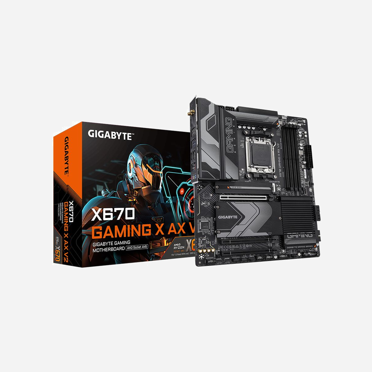 GIGABYTE X670 GAMING X AX V2 Carte mère AMD X670 Socket AM5 ATX, DDR5-SDRAM 192Go, M.2/SATA III, Wi-Fi 6E, Realtek 2.5GbE, USB 3.2 Gen2, PCIe 4.0 - GIGABYTE X670 GAMING X AX V2. Fabricant de processeur: AMD, Socket de processeur (réceptable de processeur): Emplacement AM5, Processeurs compatibles: AMD Ryzen 7000 Series. Types de mémoire pris en charge: DDR5-SDRAM, Mémoire interne maximale: 192 Go, Type de support (slot): DIMM. Interfaces de lecteur de stockage prises en charge: M.2, SATA III, Types de lecteurs de stockage pris en charge: HDD & SSD, Niveaux RAID: 0, 1, 10. Résolution maximale: 4096 x 2160 pixels. Connecteur USB: USB Type-A, USB Type-C