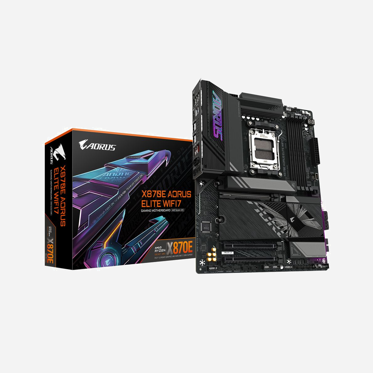 GIGABYTE X870E AORUS ELITE WIFI7 : Carte Mère AMD AM5 Ryzen 9000, DDR5 jusqu'à 8200MHz (OC), PCIe 5.0, Wi-Fi 7, LAN 2.5GbE, USB4 - Améliorez votre expérience informatique avec les séries de cartes mères renommées de GIGABYTE : AORUS, AERO et GIGABYTE. Dotées de designs innovants et de fonctionnalités avancées, ces cartes offrent des performances et une fiabilité exceptionnelles. Que vous soyez un joueur, un créateur de contenu ou un professionnel, nos séries répondent à vos besoins, en garantissant une qualité sans compromis et une technologie de pointe.