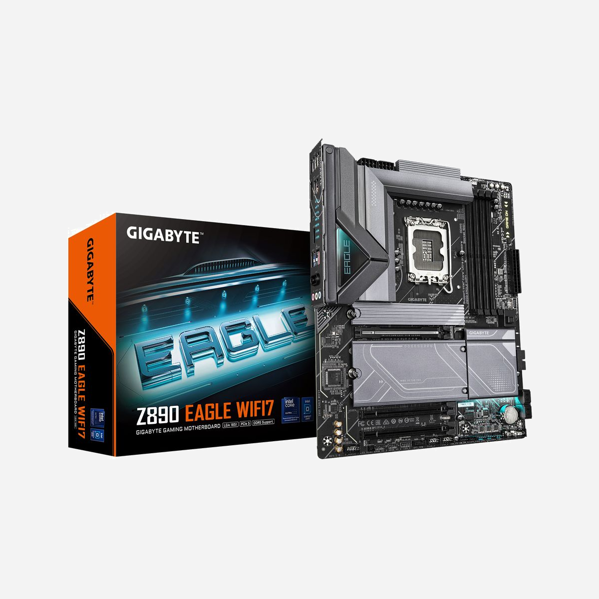 GIGABYTE Z890 EAGLE WIFI7 : Carte mère ATX Intel LGA 1851 (Core Ultra Series 2), DDR5 jusqu'à 8800MHz (OC), PCIe 5.0, Wi-Fi 7, LAN 2.5GbE, USB 4 - Améliorez votre expérience informatique avec les séries de cartes mères renommées de GIGABYTE : AORUS, AERO et GIGABYTE. Dotées de designs innovants et de fonctionnalités avancées, ces cartes offrent des performances et une fiabilité exceptionnelles. Que vous soyez un joueur, un créateur de contenu ou un professionnel, nos séries répondent à vos besoins, en garantissant une qualité sans compromis et une technologie de pointe.
