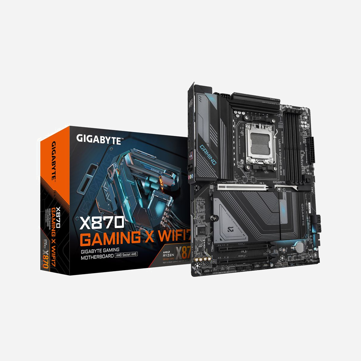 GIGABYTE X870 GAMING X WIFI7 : Carte mère AMD AM5 Ryzen 9000, DDR5 jusqu'à 8200MHz (OC), PCIe 5.0, Wi-Fi 7, 2.5GbE LAN, USB 4, Triple M.2 NVMe PCIe Gen5/Gen4. - Améliorez votre expérience informatique avec les séries de cartes mères renommées de GIGABYTE : AORUS, AERO et GIGABYTE. Dotées de designs innovants et de fonctionnalités avancées, ces cartes offrent des performances et une fiabilité exceptionnelles. Que vous soyez un joueur, un créateur de contenu ou un professionnel, nos séries répondent à vos besoins, en garantissant une qualité sans compromis et une technologie de pointe.